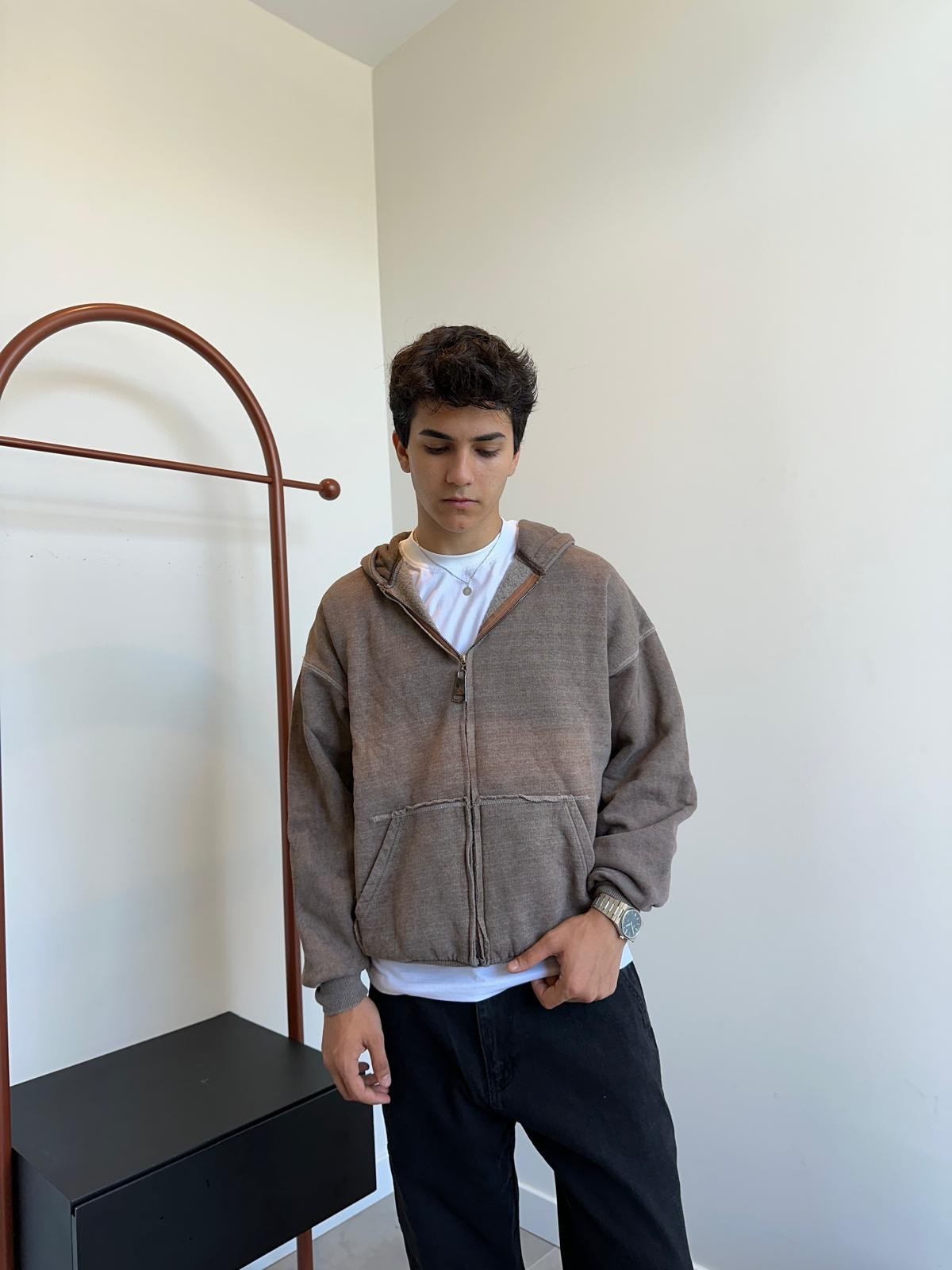 Brown Oversize Stockholm Zip-Hoodie