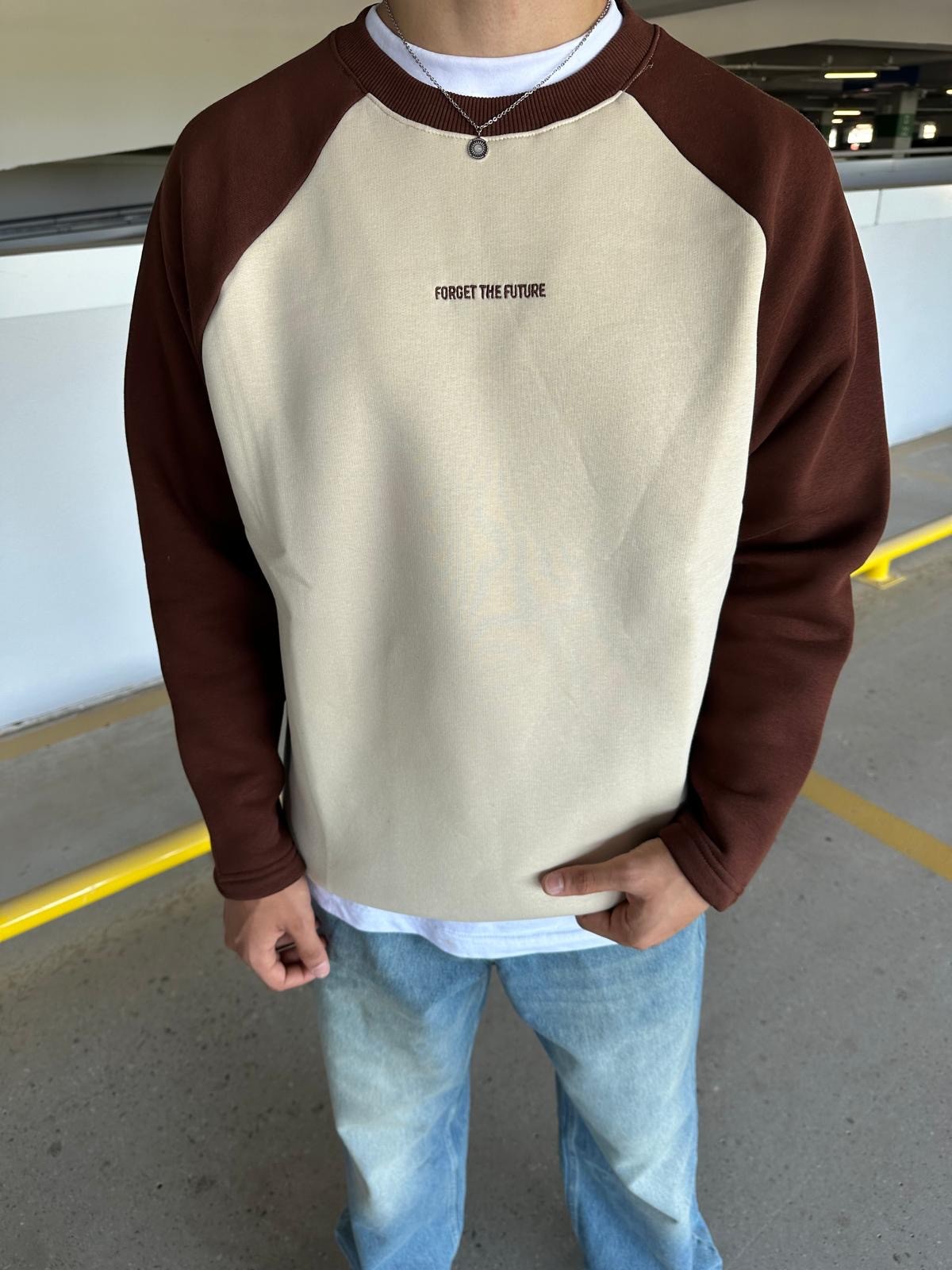 Forget The Future Brown Arm Sweatshirt