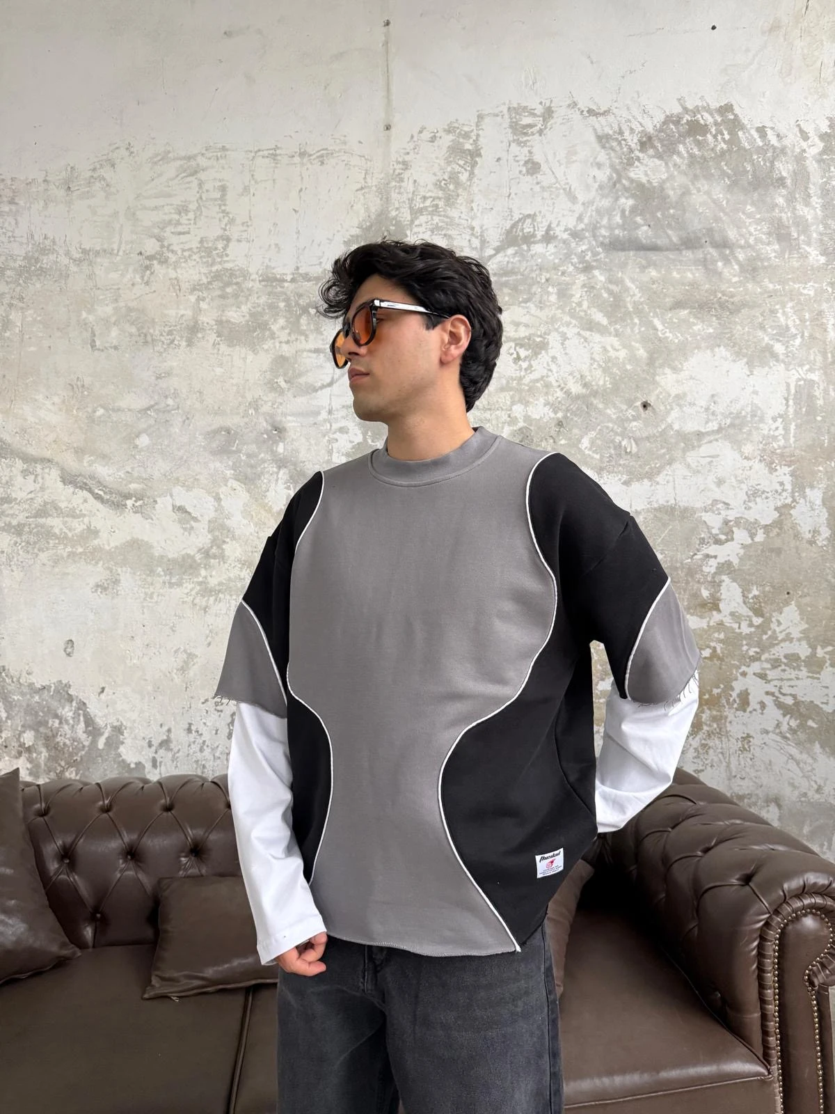 Biye Detay Füme Premium Sweatshirt