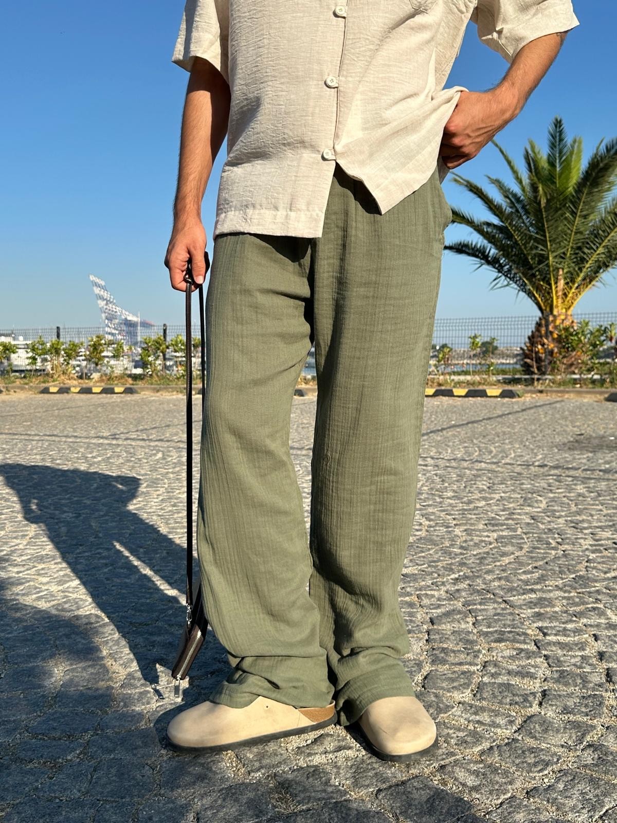 Summer Vibe Haki Dökümlü Fresh Pantolon
