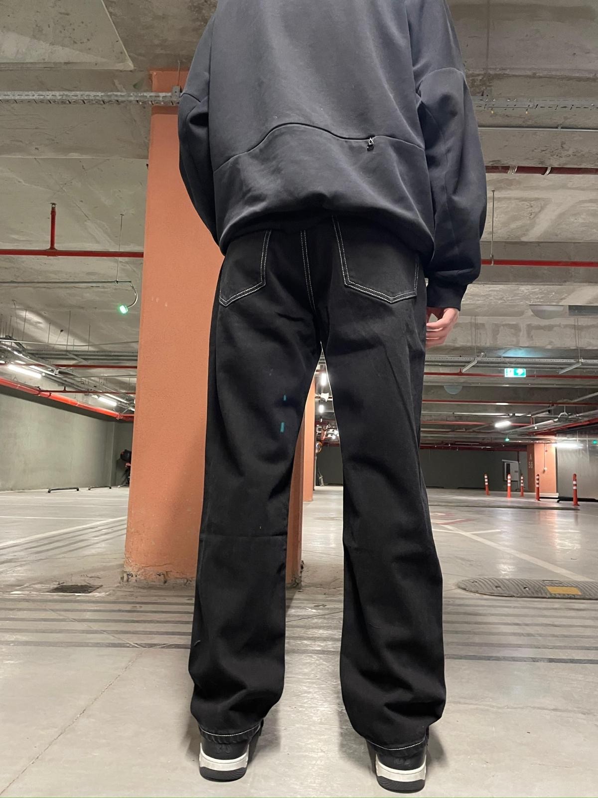 Tere Dikiş Baggy Siyah Pantolon