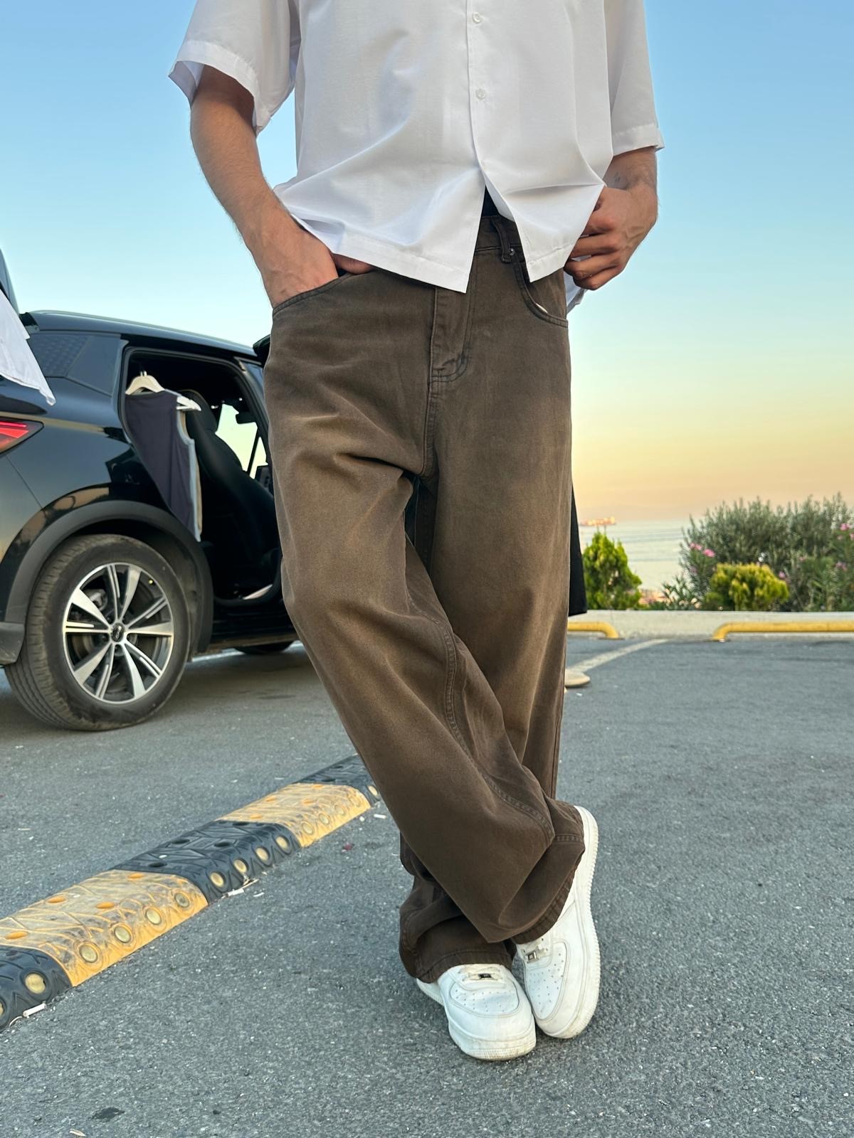 Sand Brown Baggy Pantolon