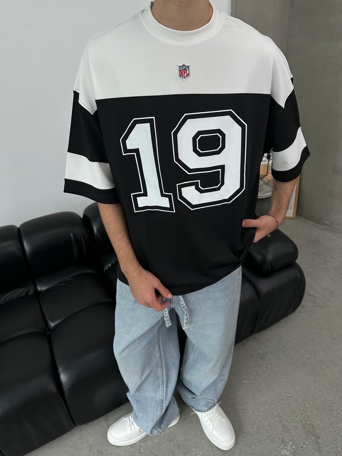 Raiders 19 Baskılı Oversize Siyah Forma