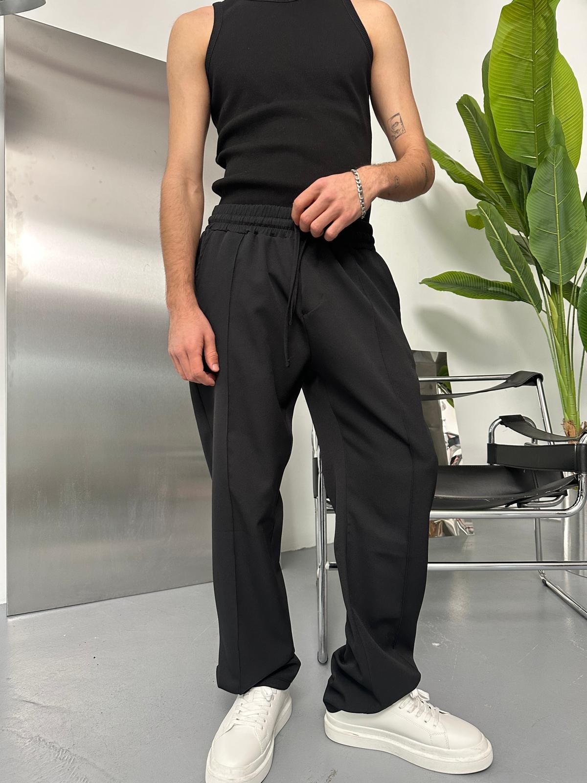 Dokuma Çımalı Fresh Siyah Baggy Pantolon 