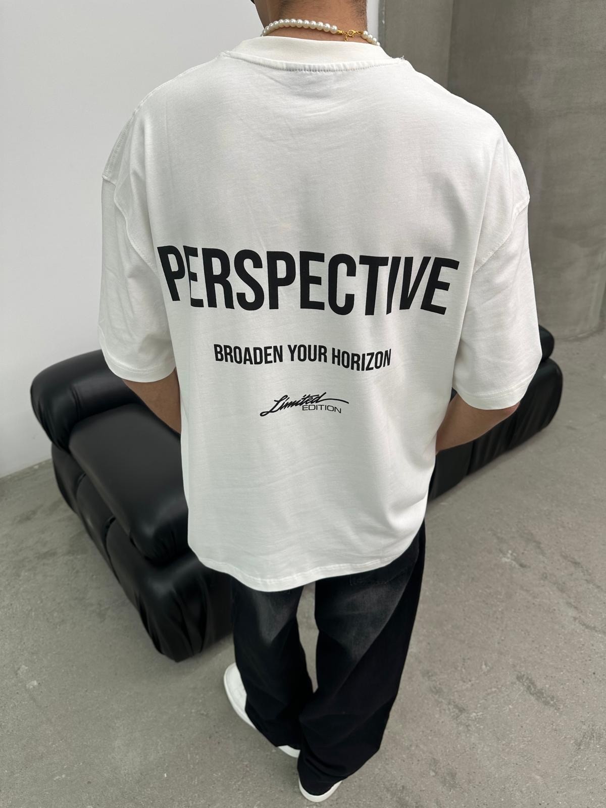 Perspective Back Print White T-Shirt 