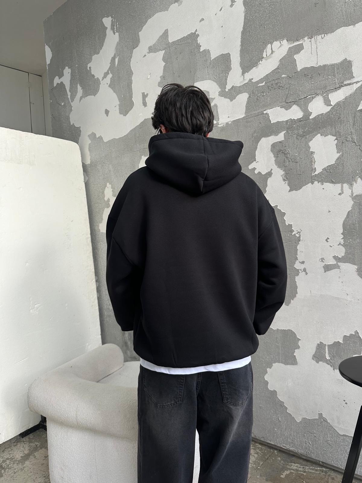 Reverse Taş İşlemeli Oversize Hoodie