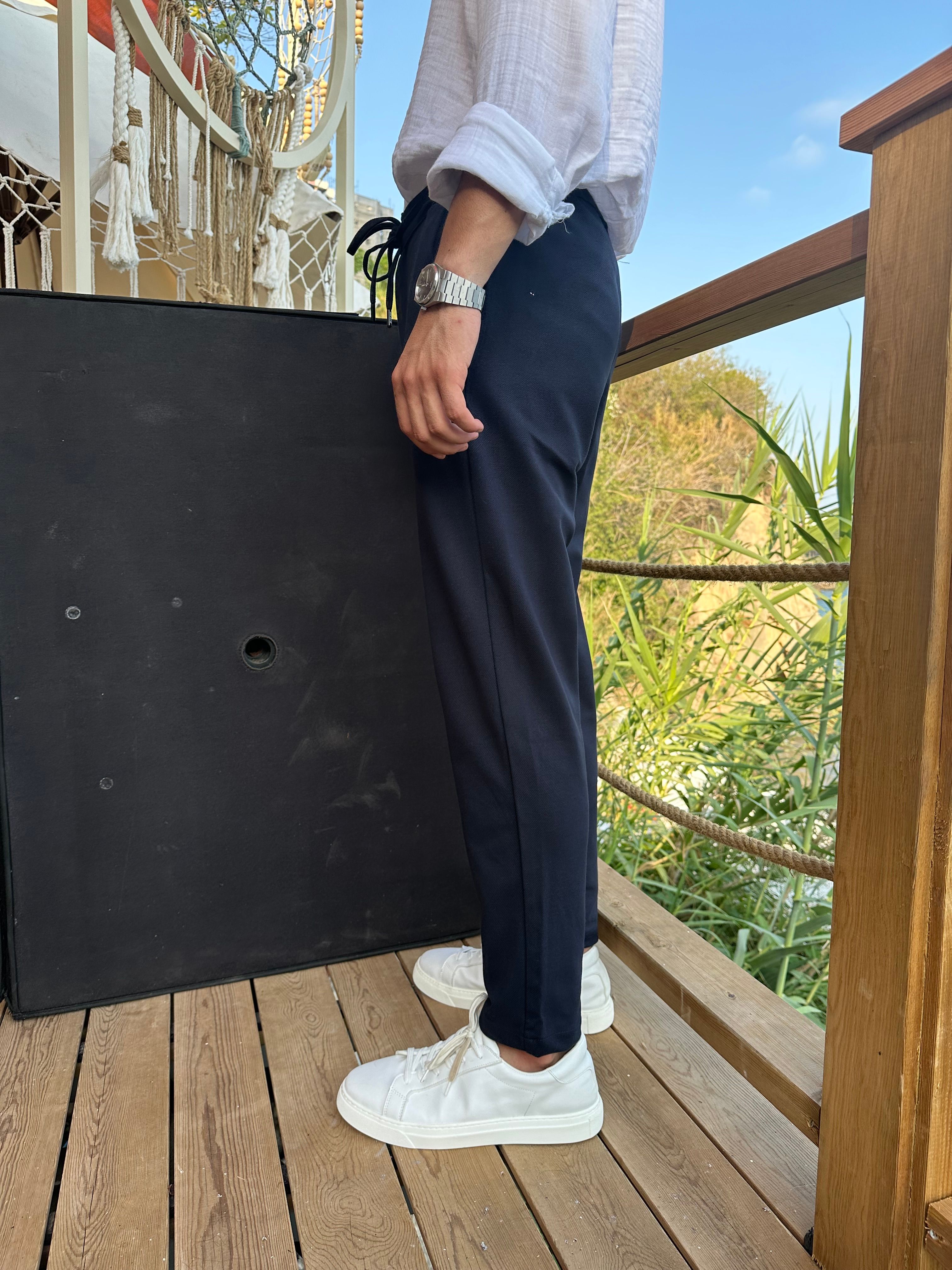 Casual Fit Dark Blue Gabardin Pantolon