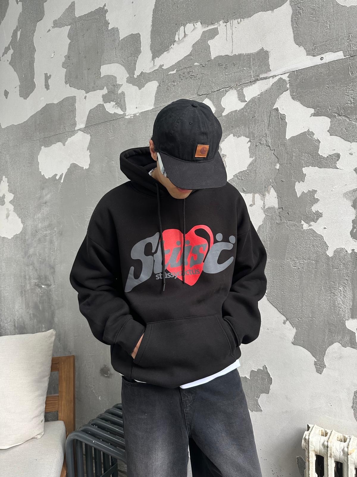 Stusy Love Siyah Hoodie