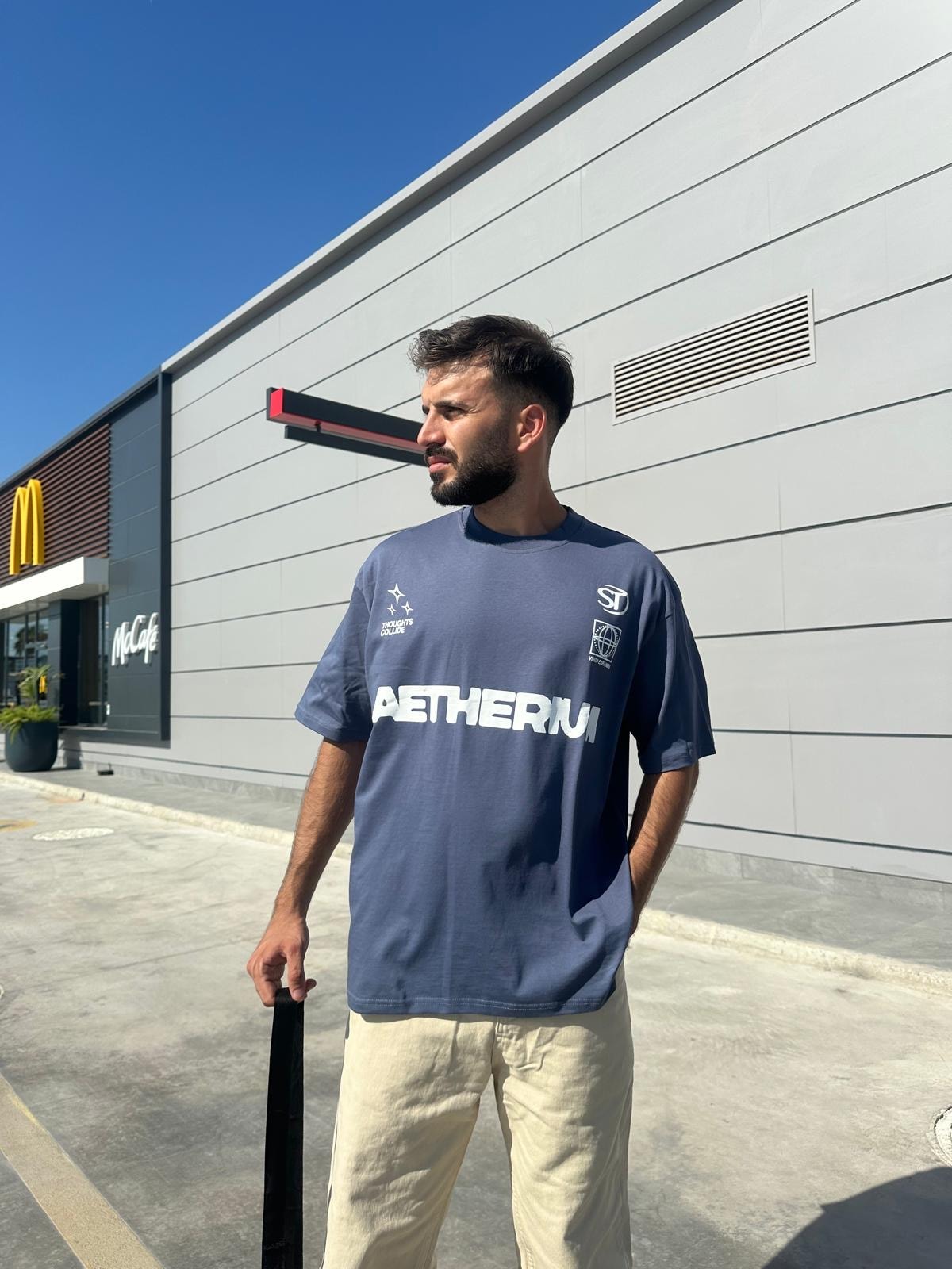 Aetherum Füme Baskılı Oversize T-Shirt