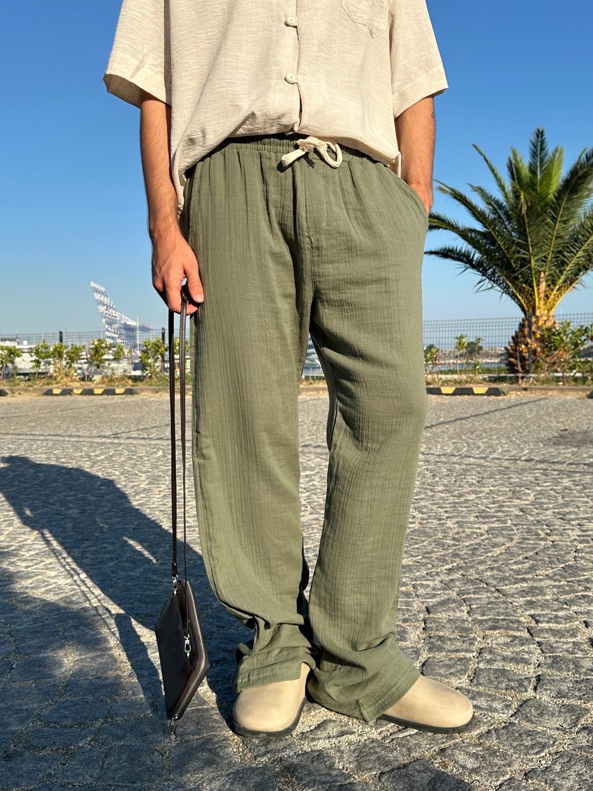 Summer Vibe Haki Dökümlü Fresh Pantolon