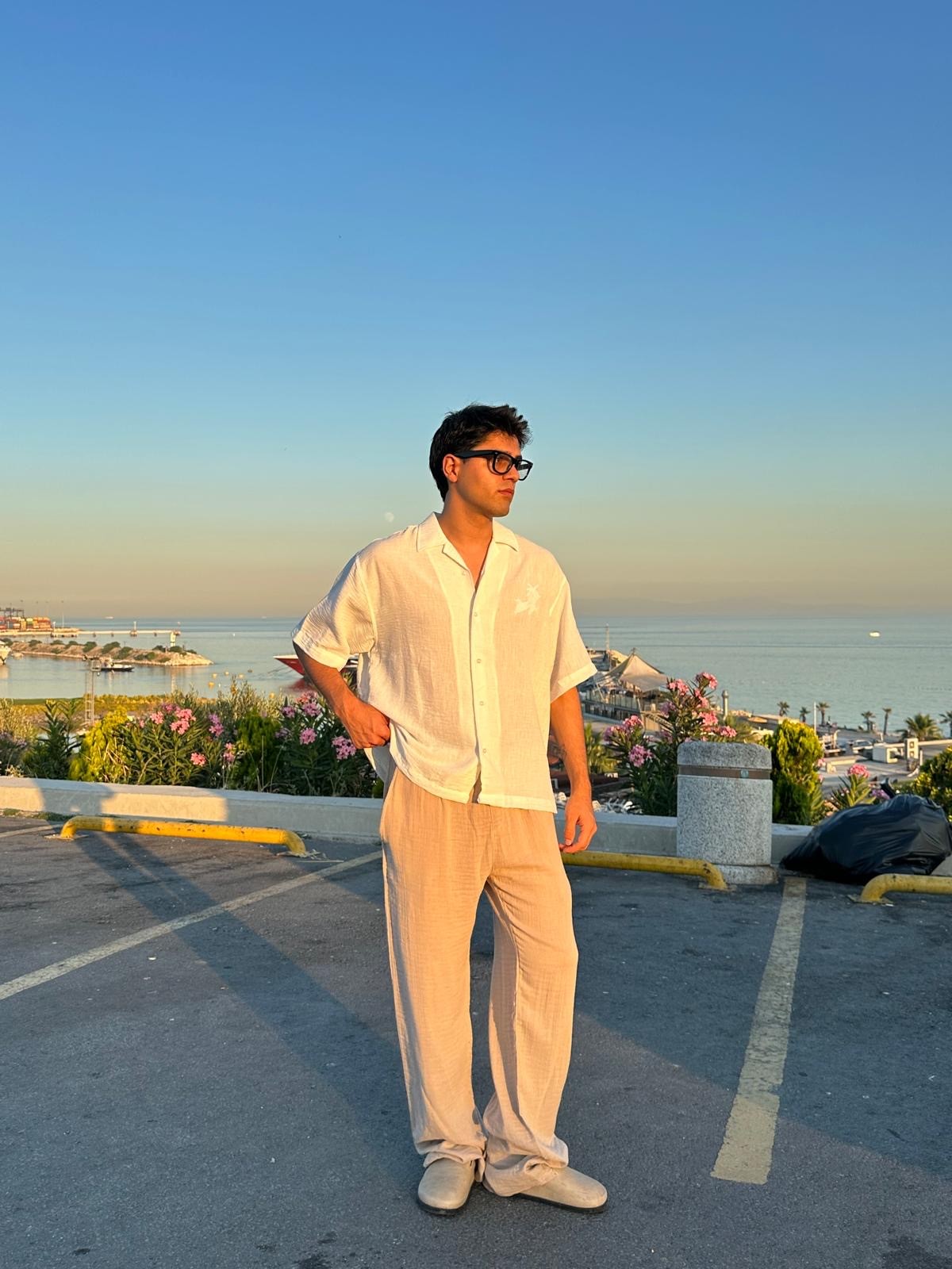 Seaside Nakışlı Beyaz Kısa Kollu Gömlek