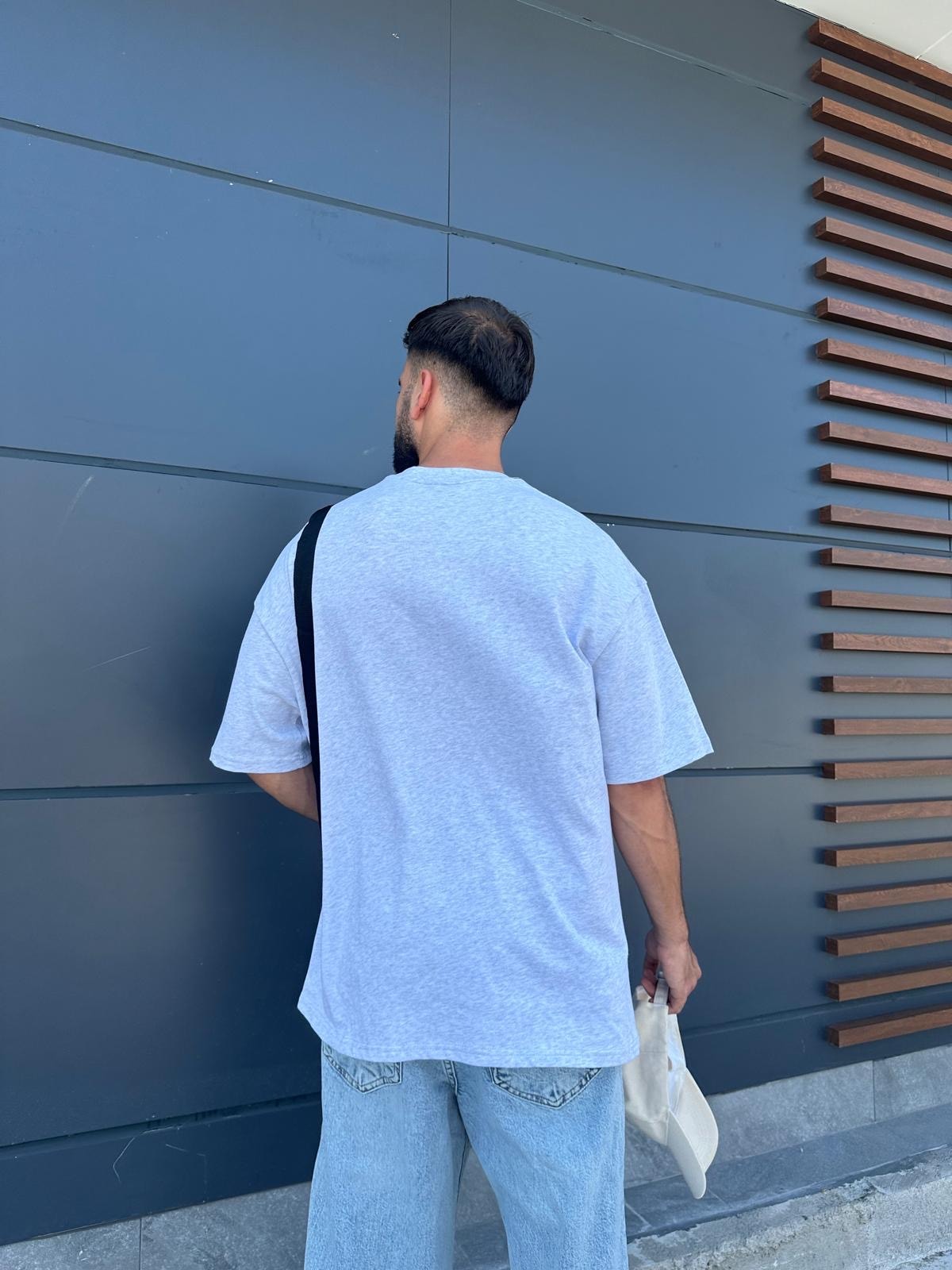 San Diego Baskılı Gri Oversize T-Shirt
