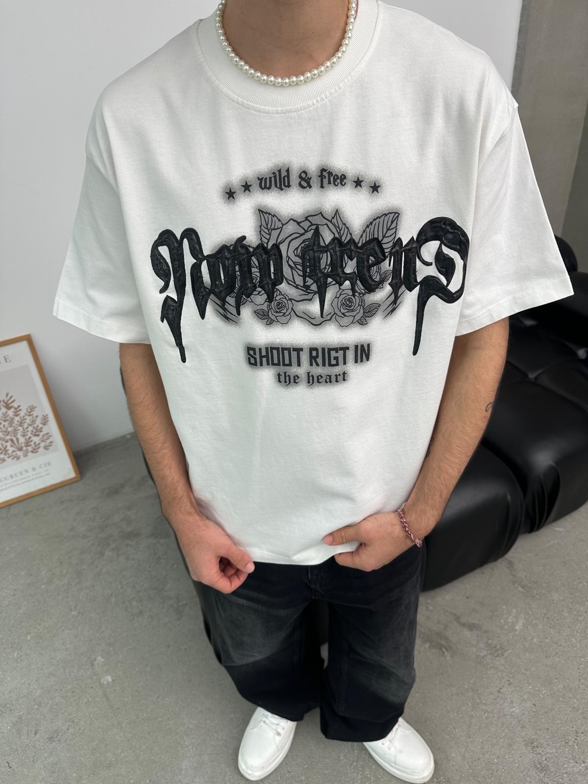 Shoot Now Beyaz Oversize T-Shirt