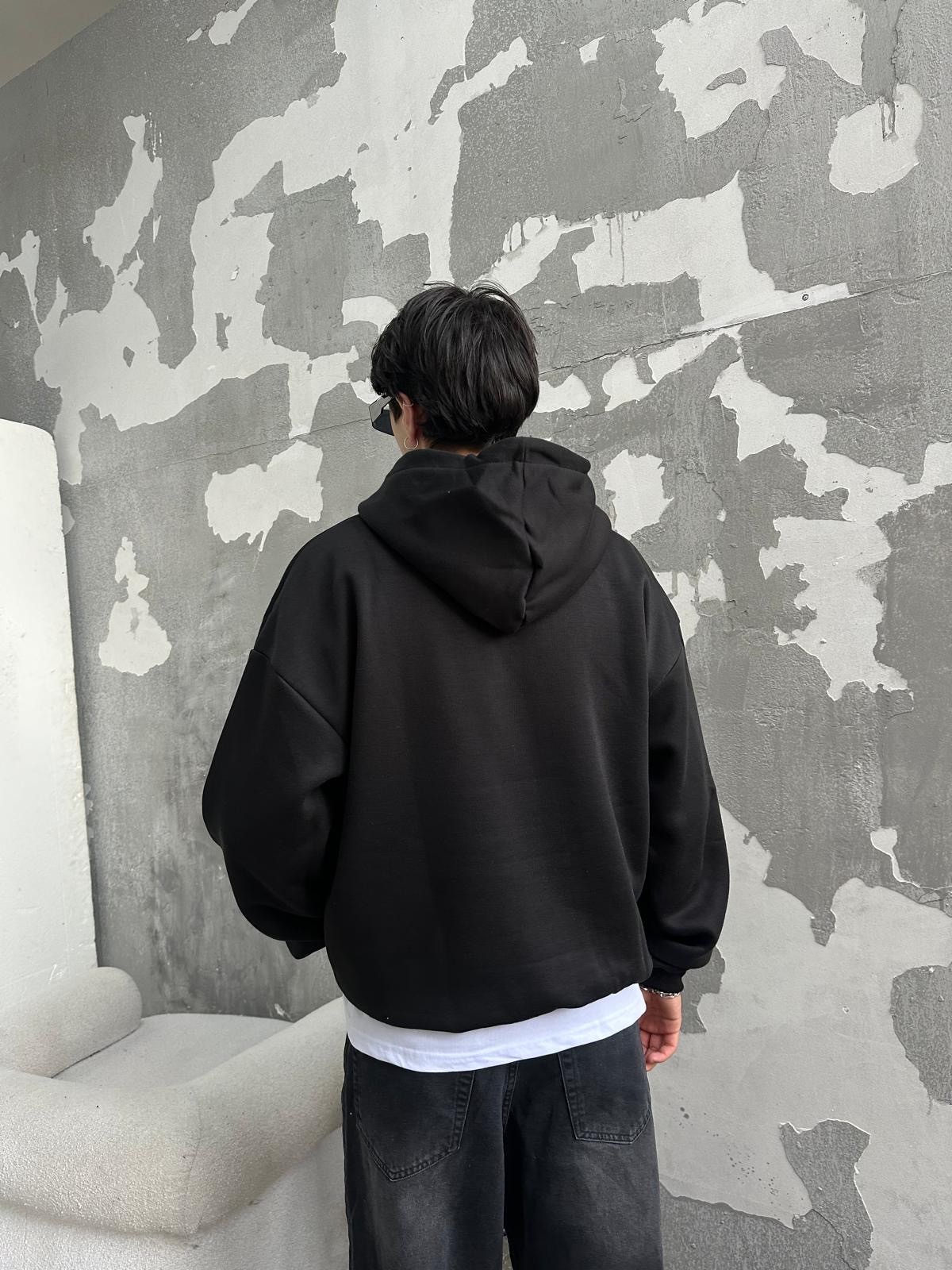 Fucker Nakışlı Black Hoodie