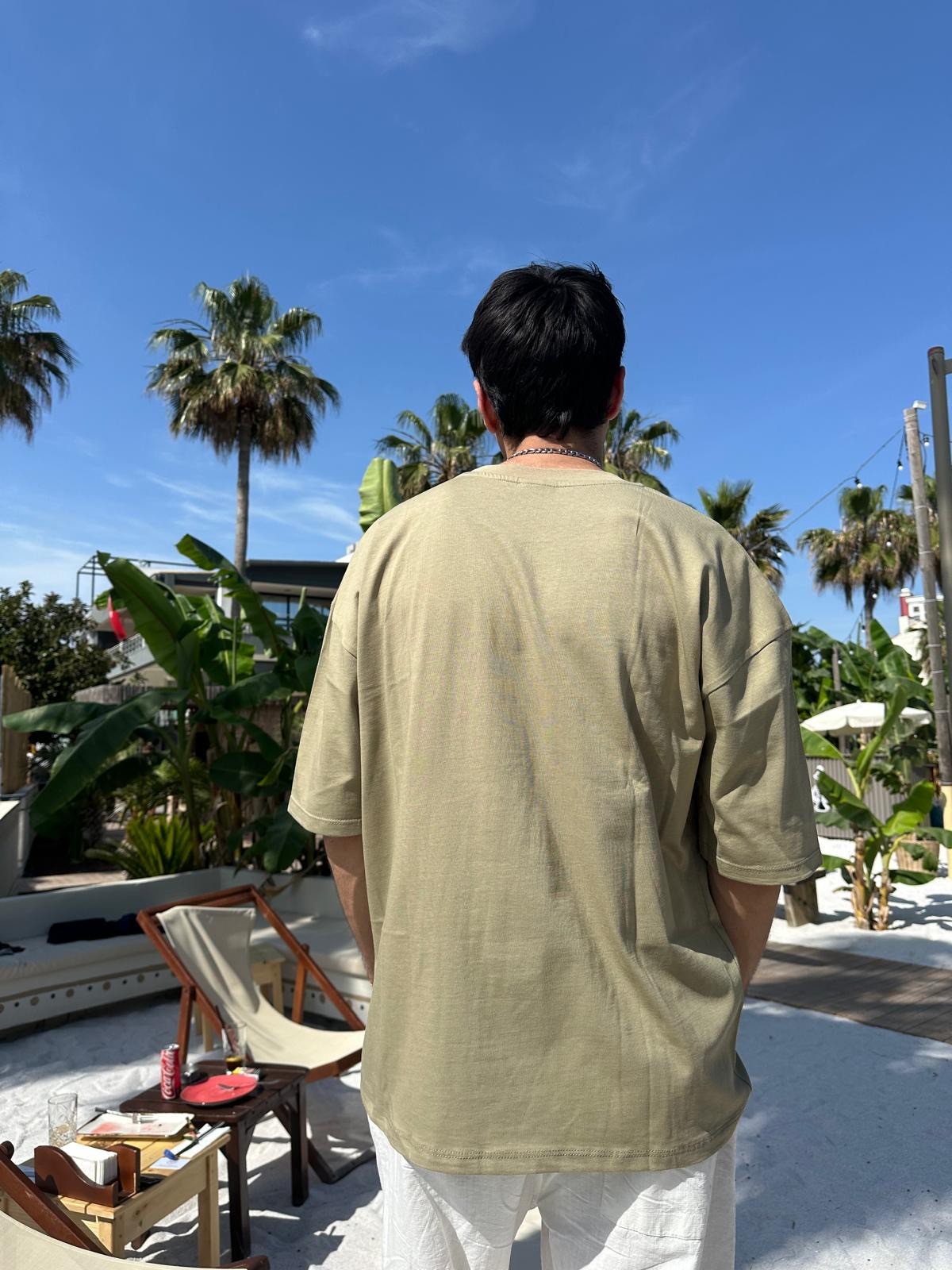 Haki Yeşili Sand Vibes Basic T-Shirt