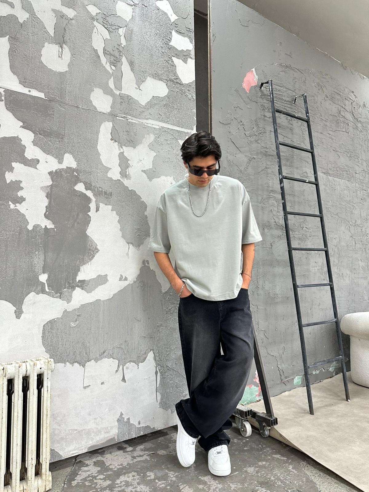 Znc Basic Boyama Gri T-shirt