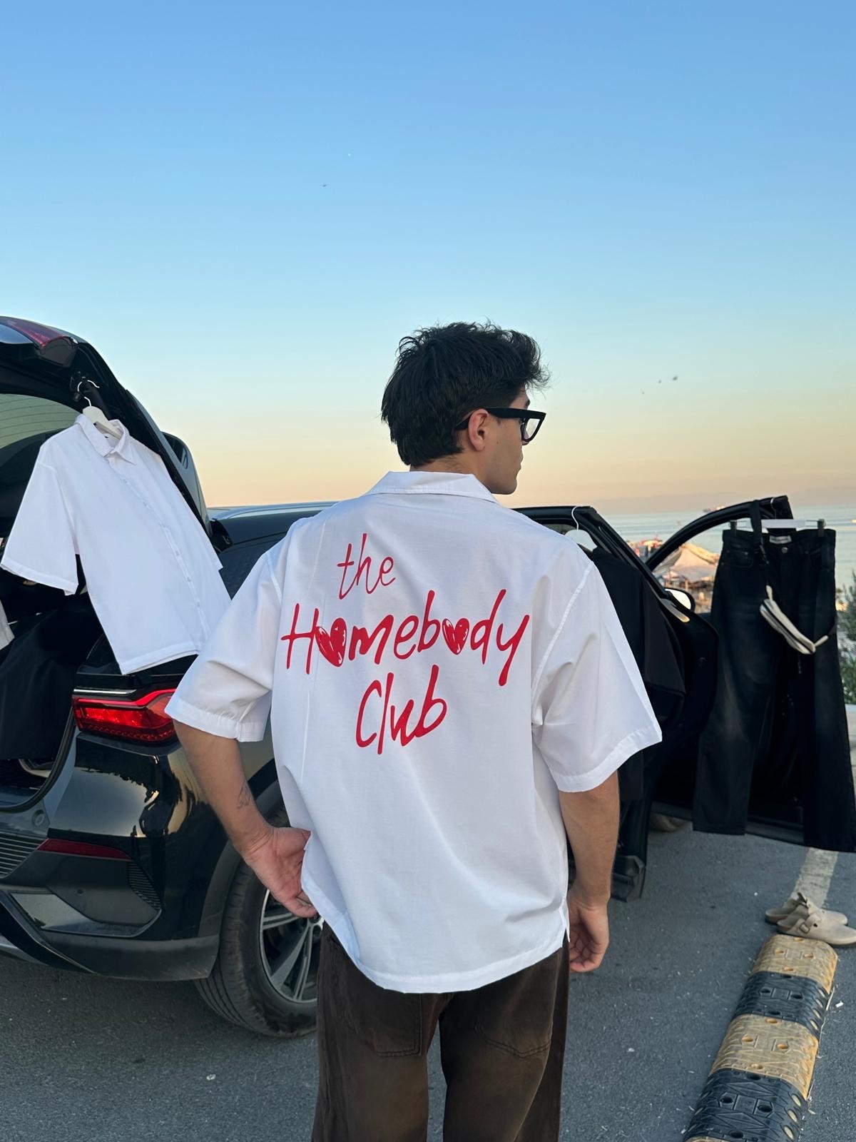 The Homebody Club Baskılı Beyaz Gömlek
