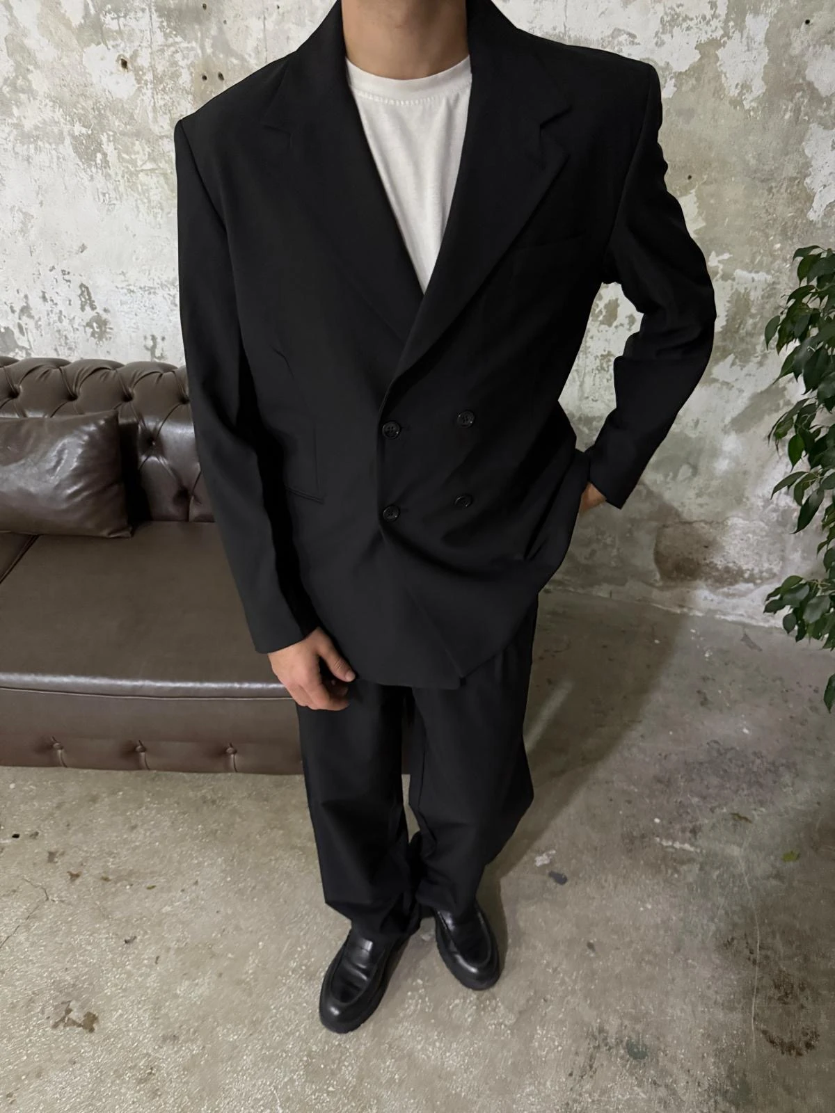 Bol Kalıp Kumaş Pantolon+ Ceket Takım