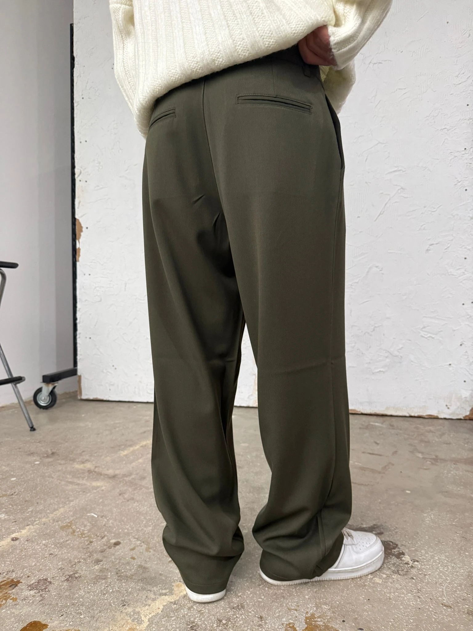 Olive Green Baggy Kumaş Pantolon