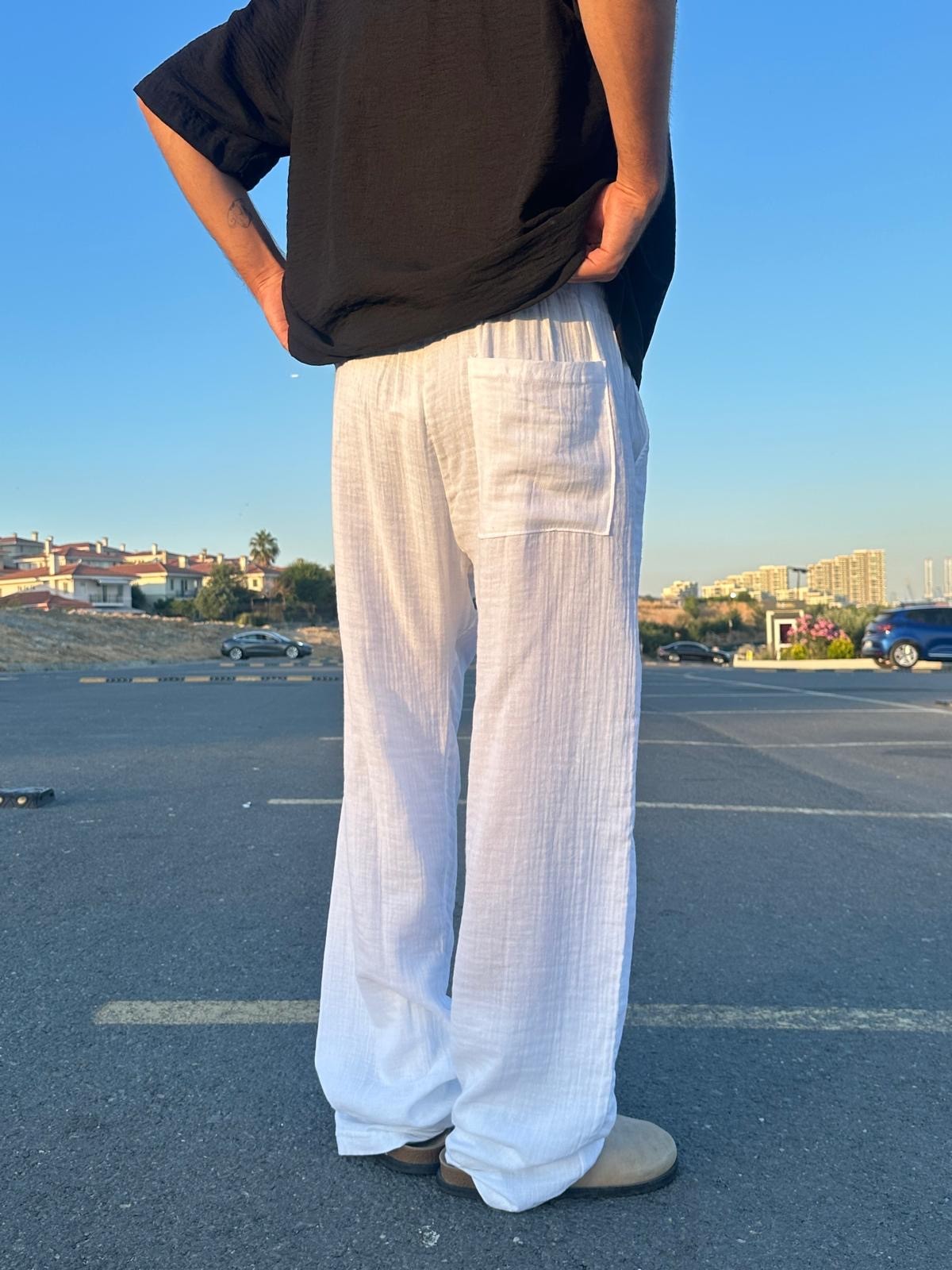 Summer Vibe Beyaz Dökümlü Fresh Pantolon