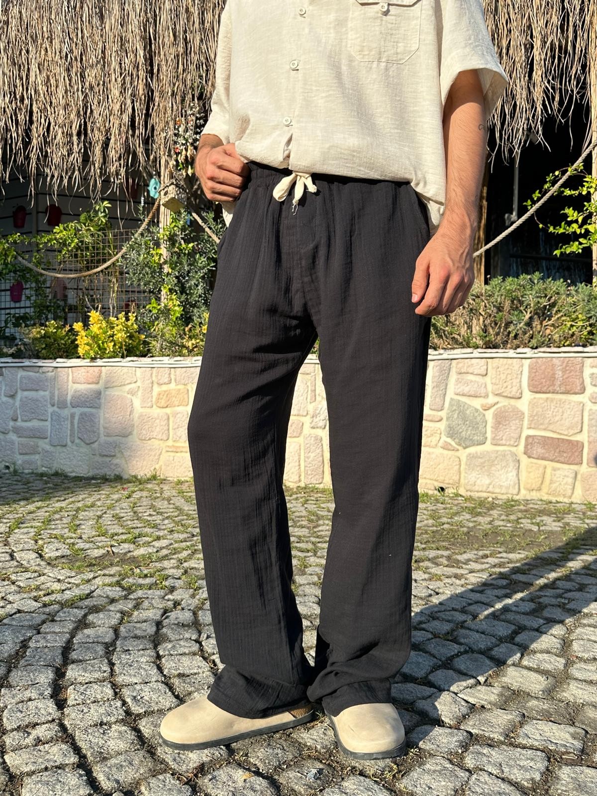 Summer Vibe Siyah Dökümlü Fresh Pantolon