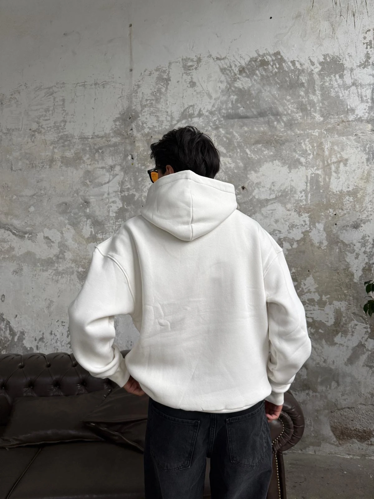 Alaska Nakışlı Beyaz Oversize Hoodie