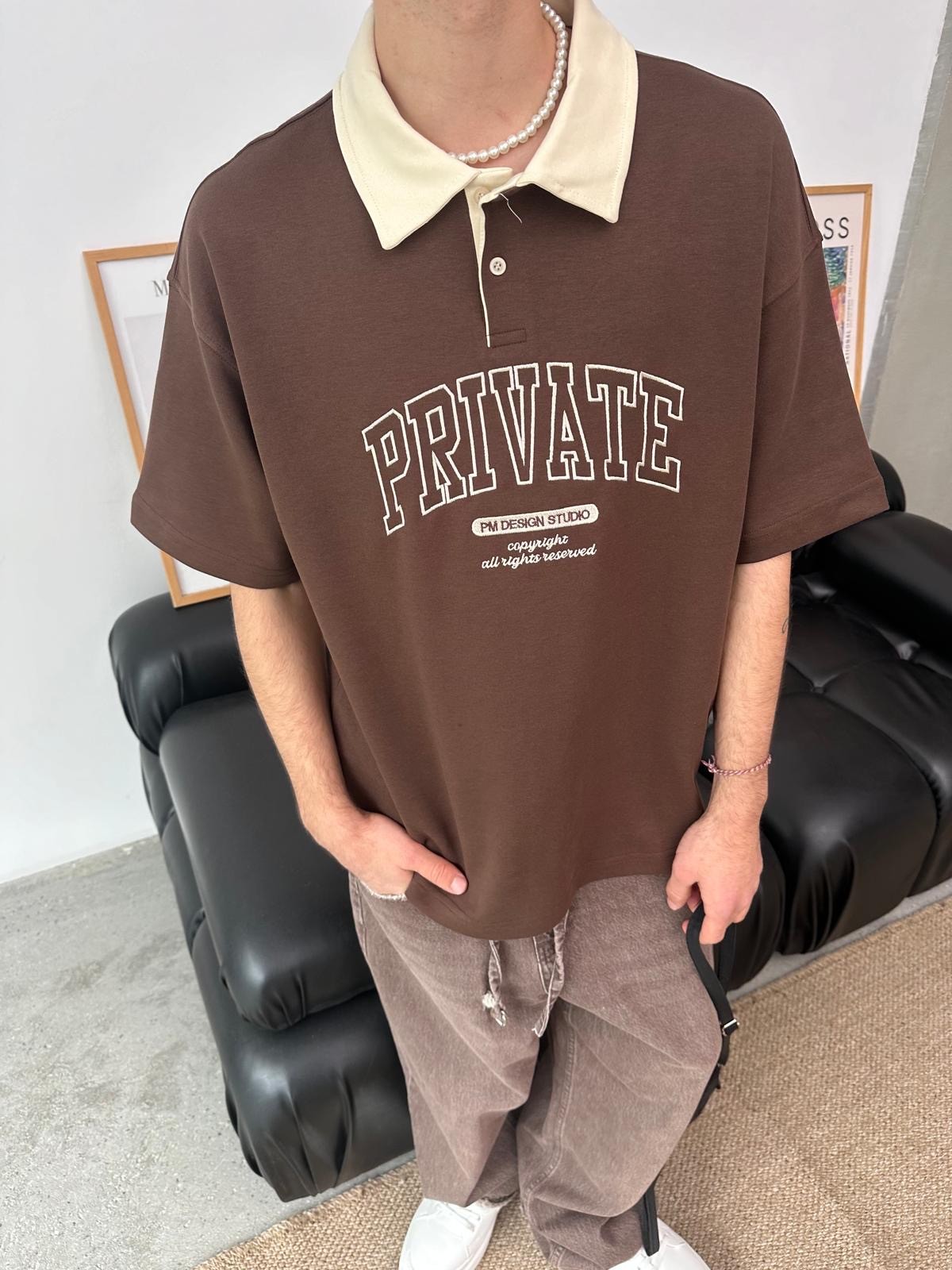 Private Polo Yaka Kahve T-Shirt 