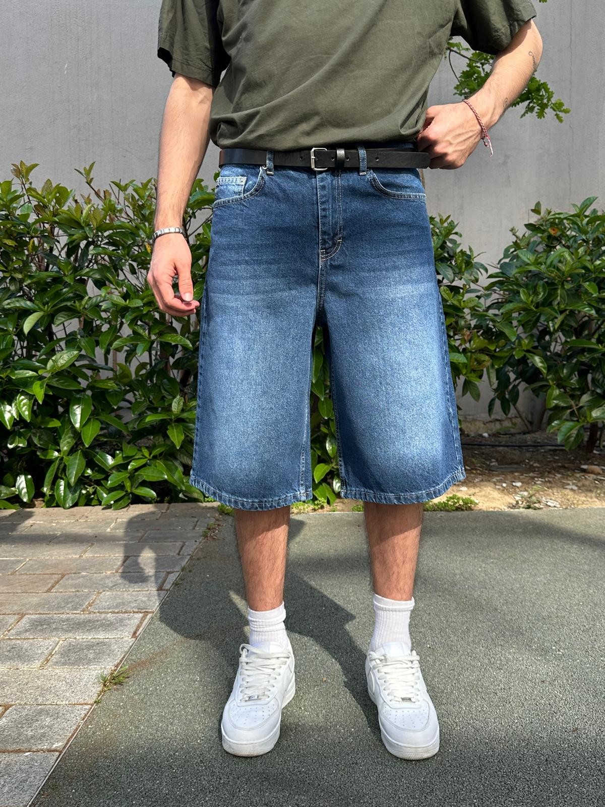 Vintage Dark Blue Teen Kot Şort Alx