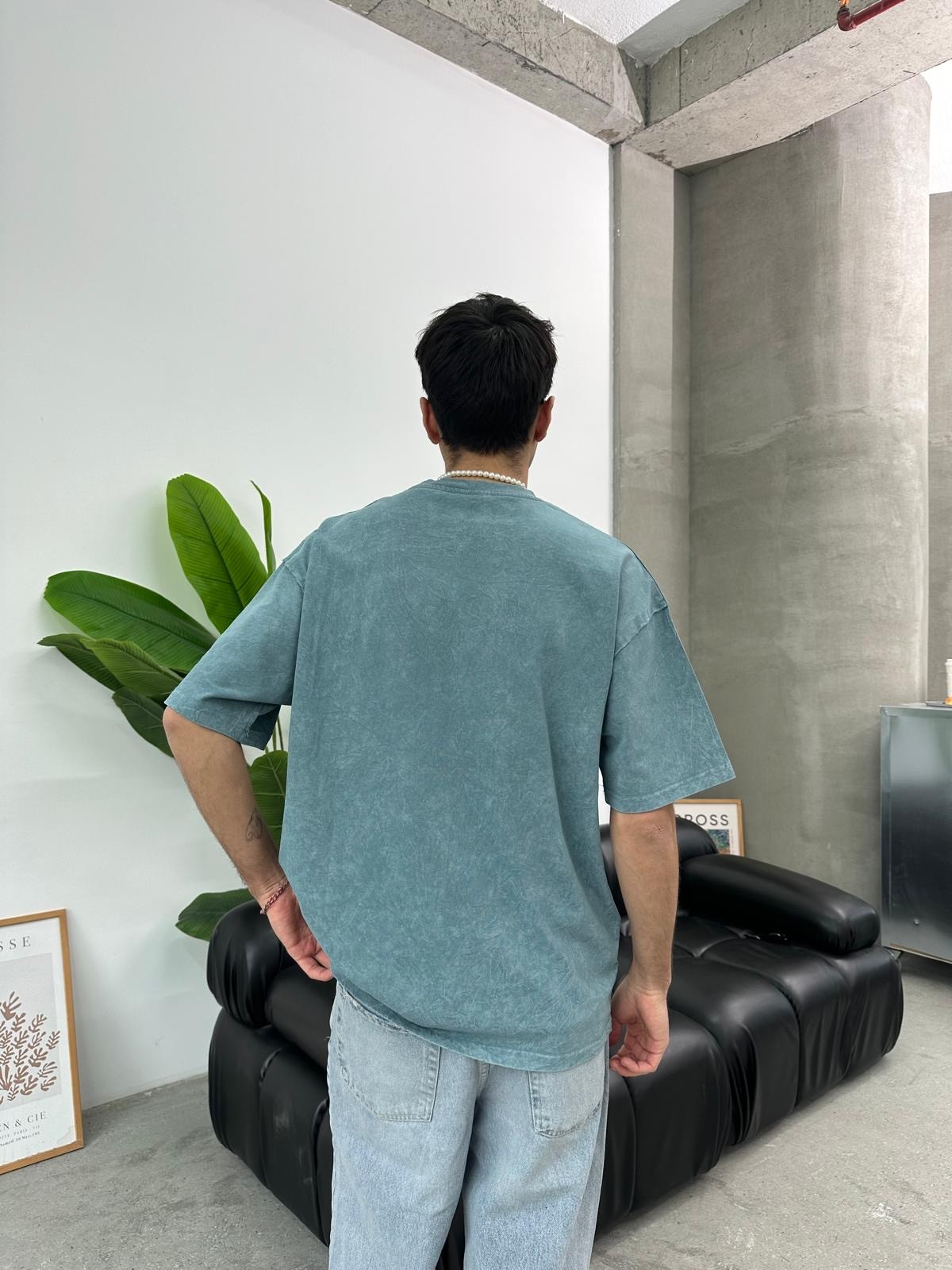Star Detail Yeşil Oversize T-Shirt