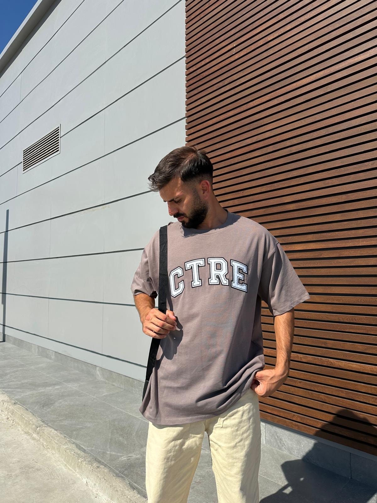 Ctre Baskılı Kahve Oversize T-Shirt