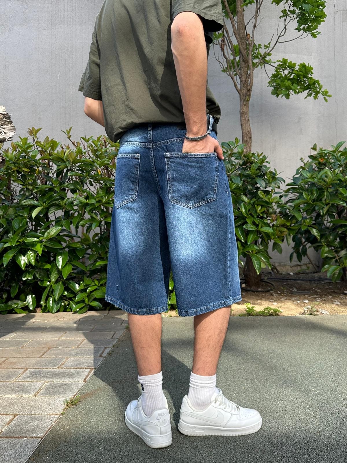 Vintage Dark Blue Teen Kot Şort Alx