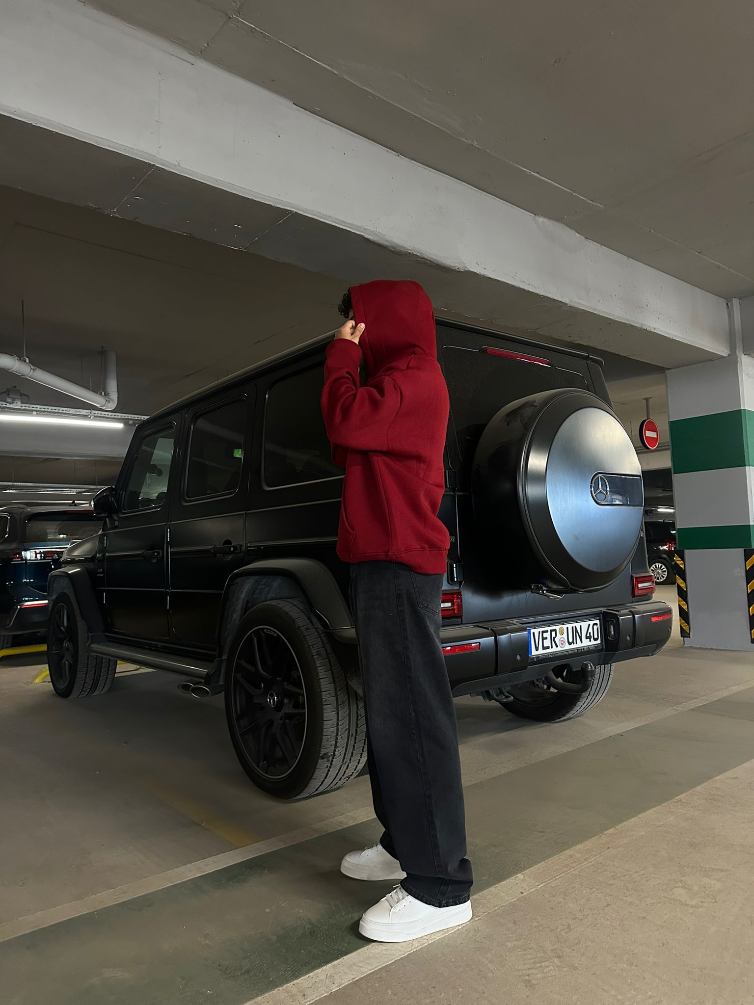 Basıc Oversize Hoodie - bordo