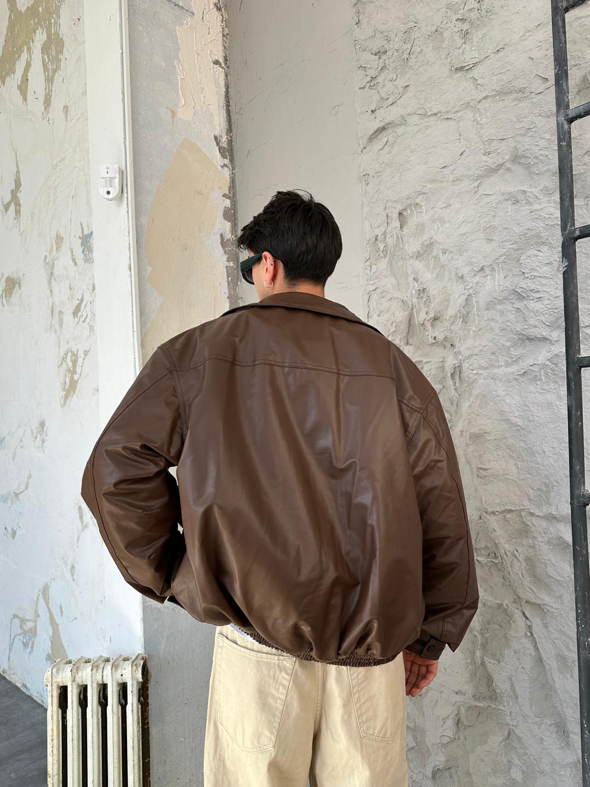 Kahve Bomber Deri Ceket