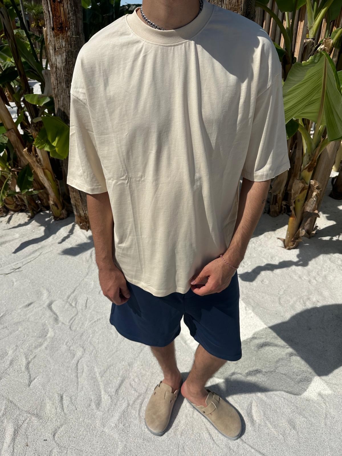 Bej Sand Vibes Basic T-Shirt