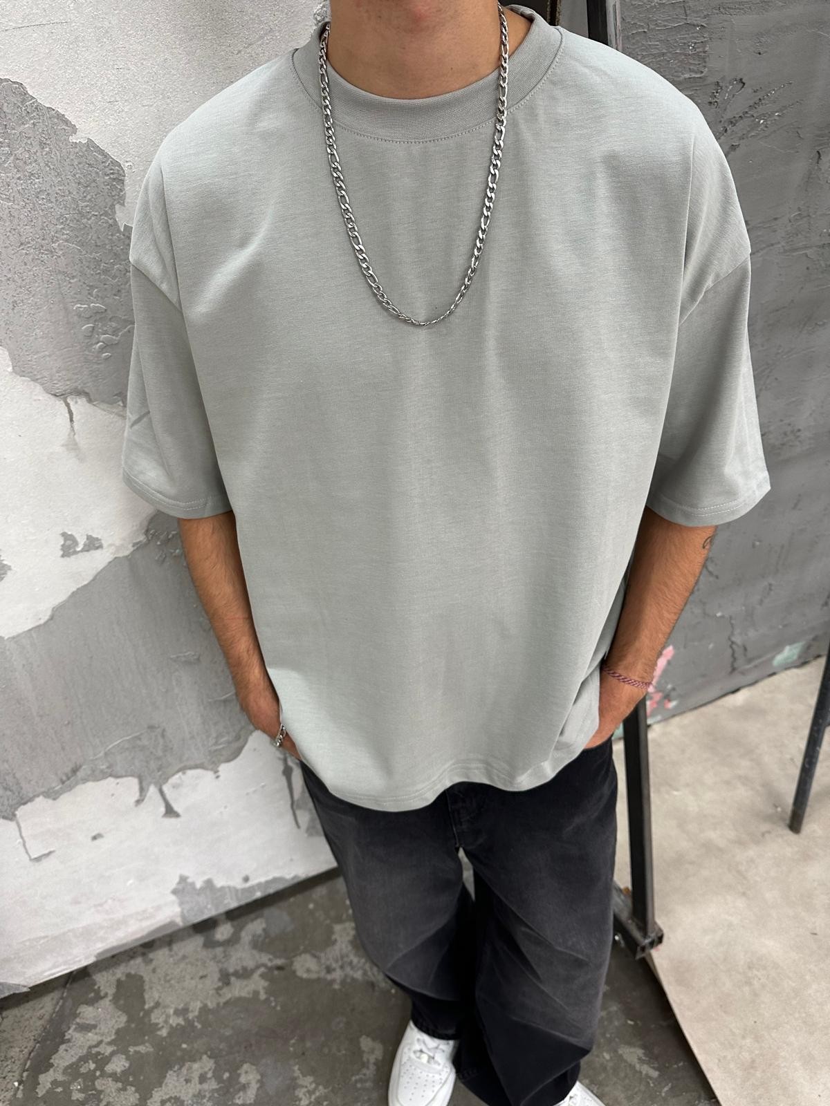 Znc Basic Boyama Gri T-shirt