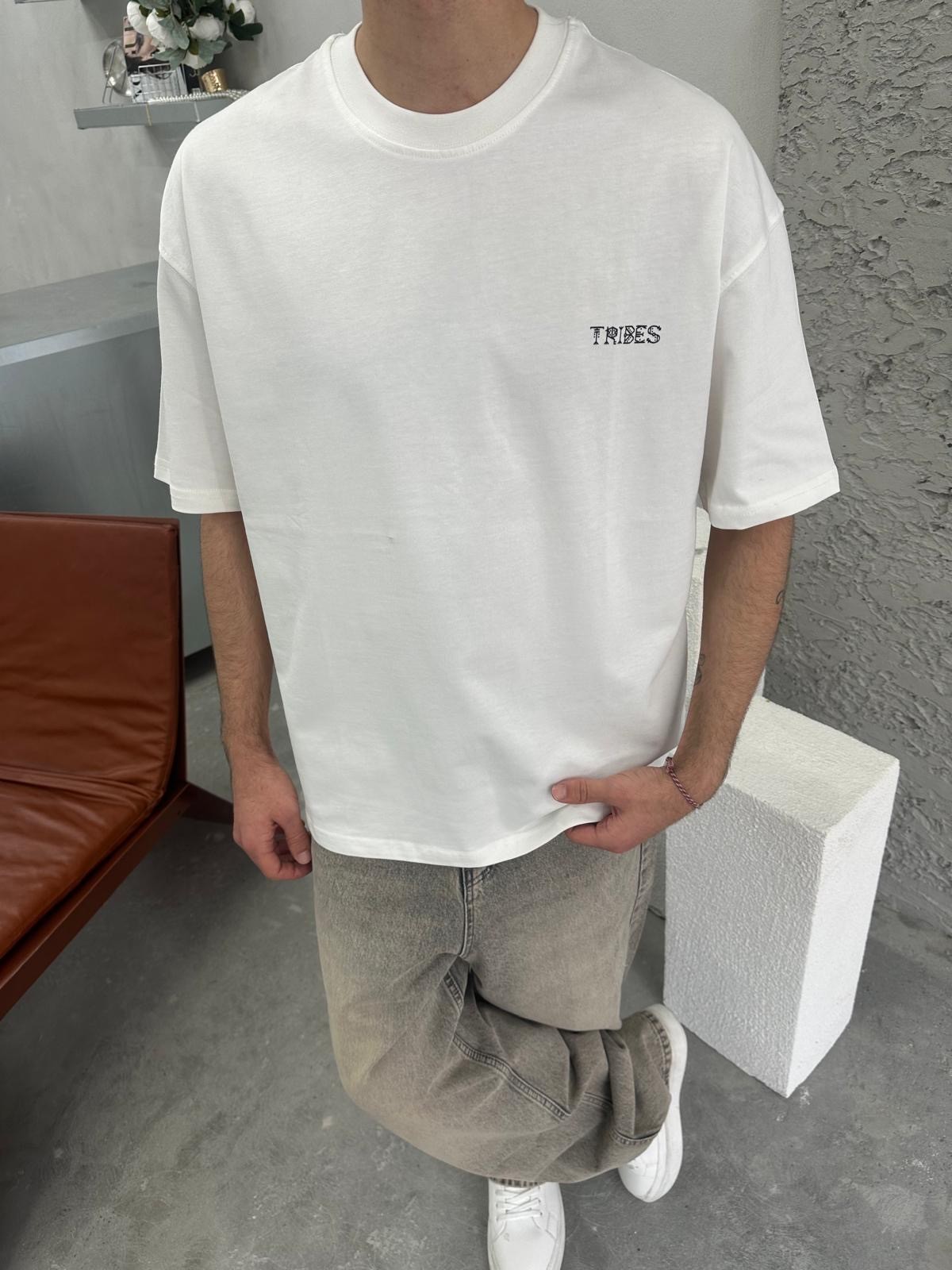 Tribes Etnik Baskılı Beyaz T-Shirt