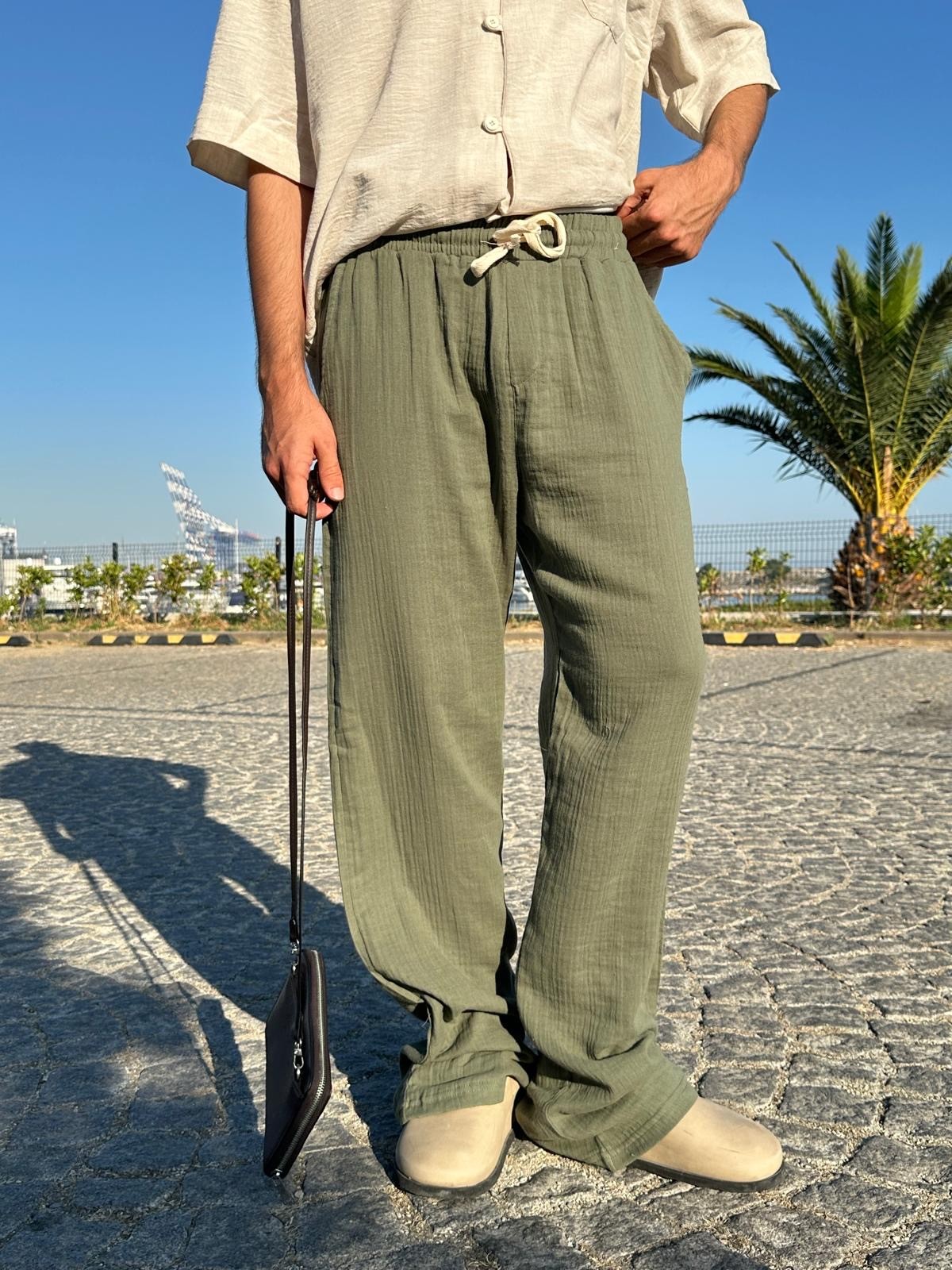 Summer Vibe Haki Dökümlü Fresh Pantolon