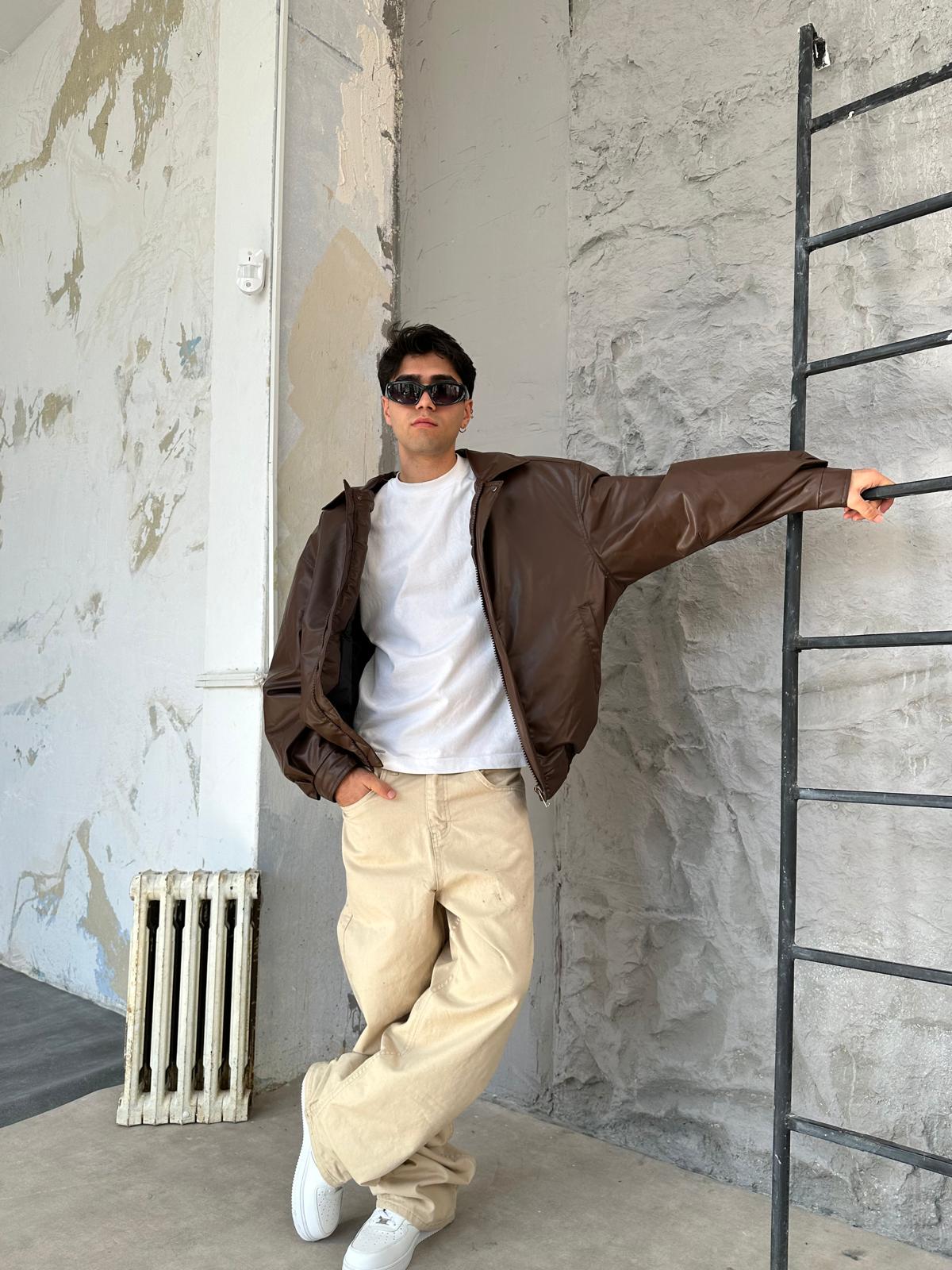 Kahve Bomber Deri Ceket