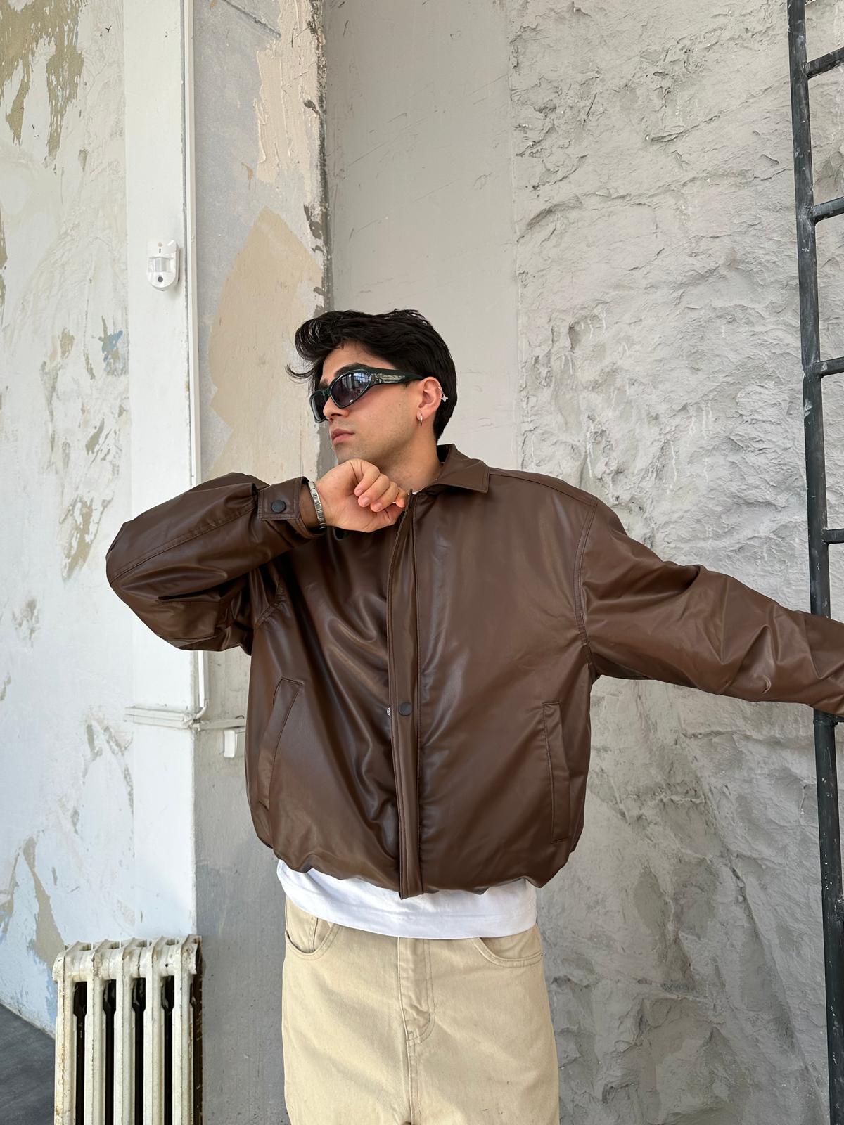 Kahve Bomber Deri Ceket