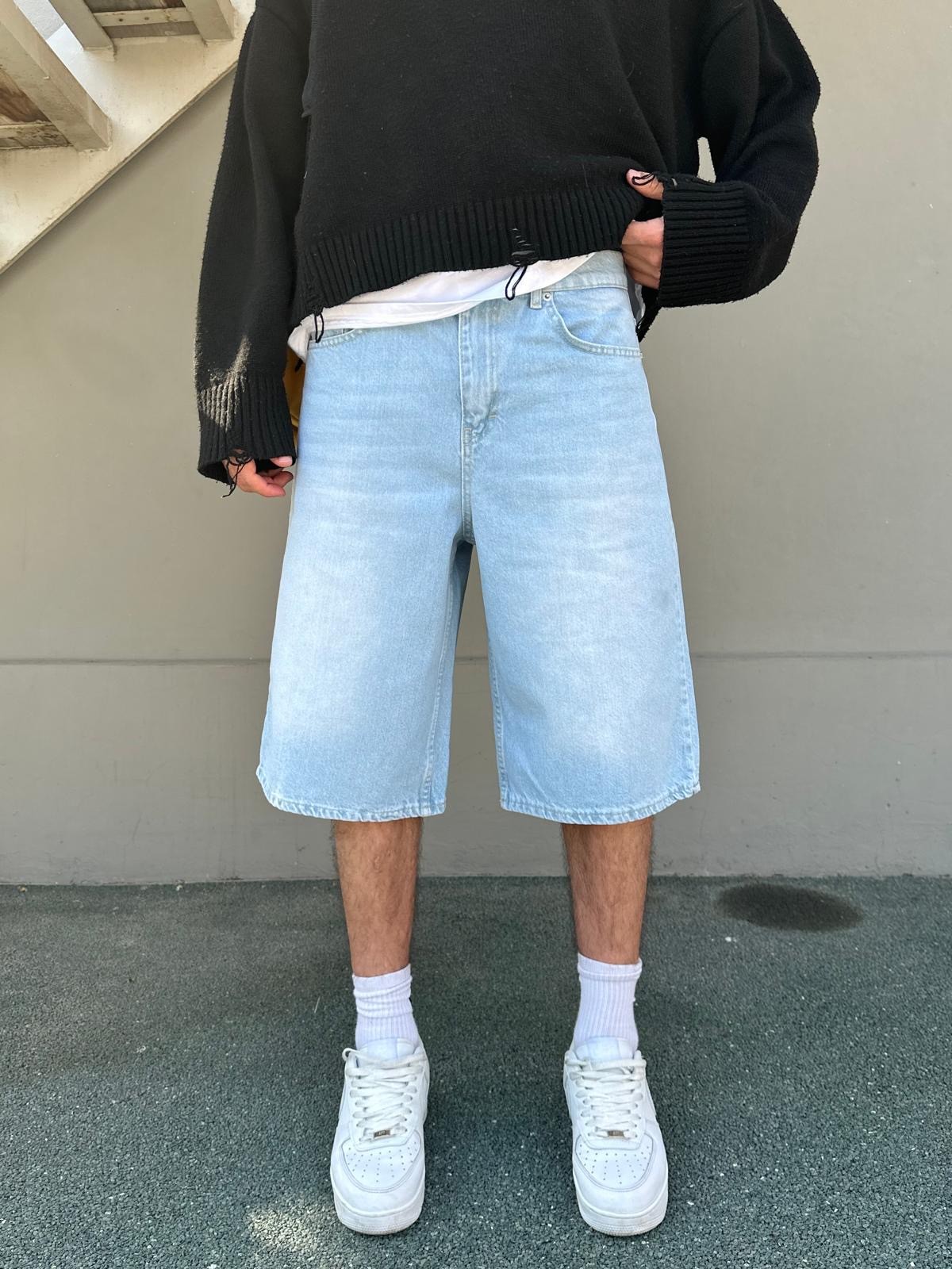 Vintage Ice Blue Kot Şort Alx