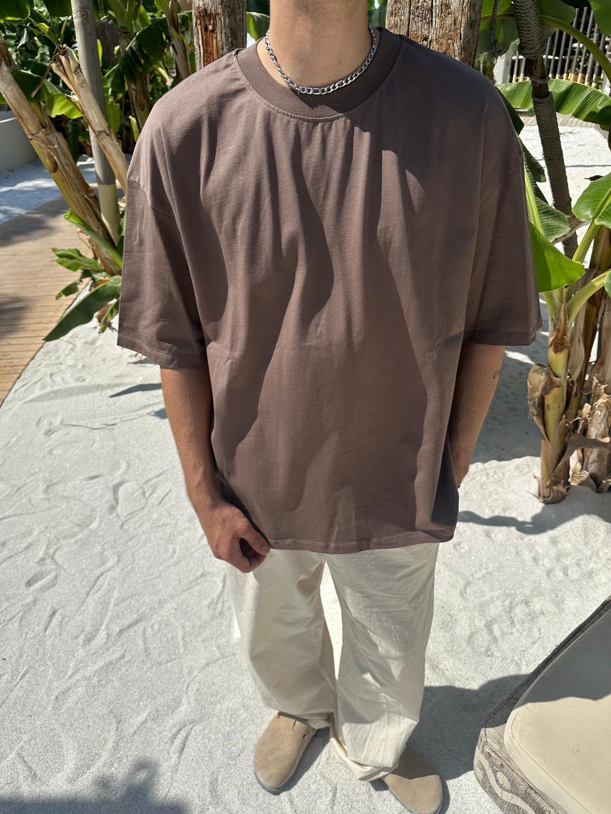 Kahve Sand Vibes Basic T-Shirt