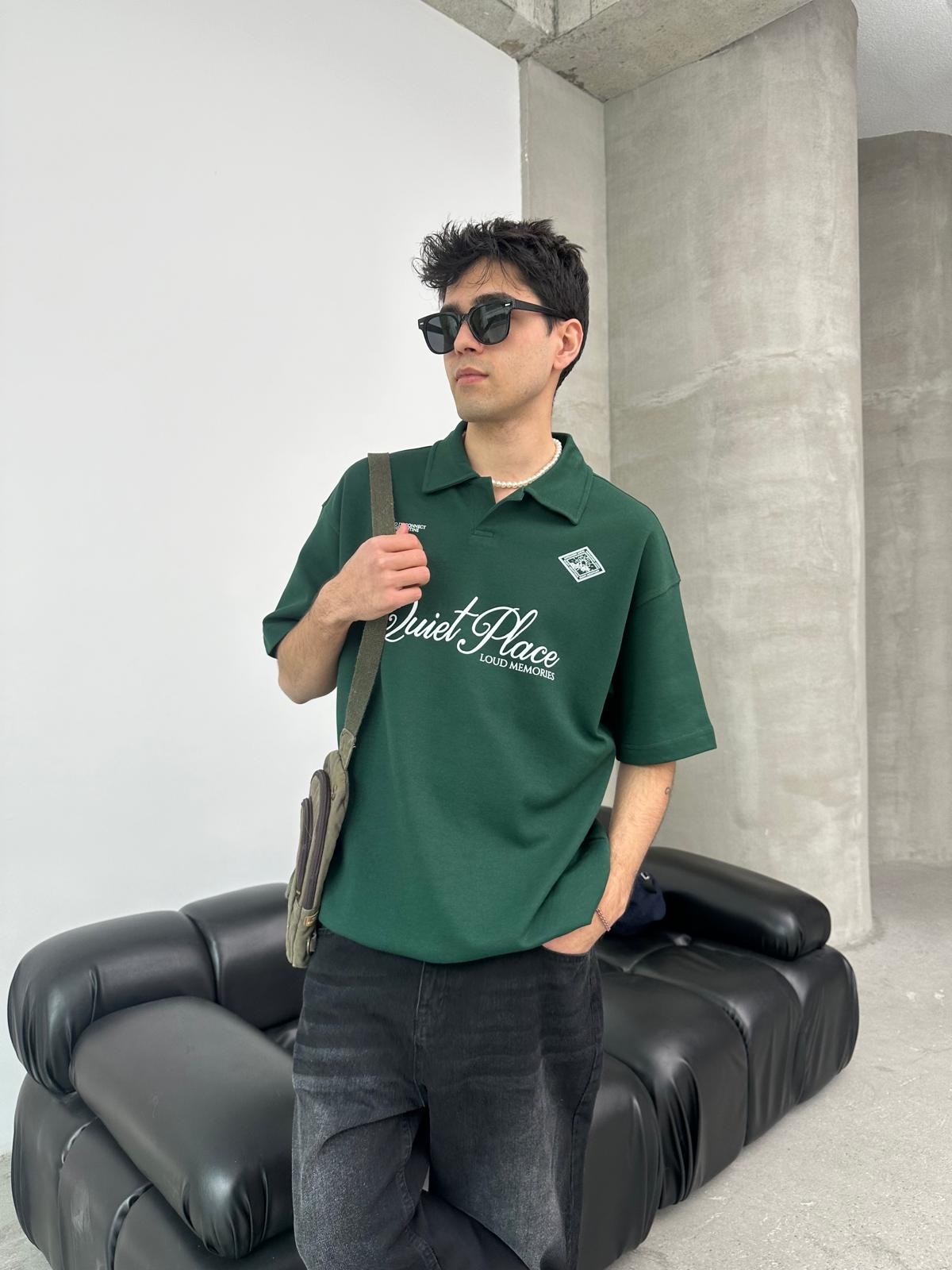 Quiet Place Yeşil Polo Yaka T-Shirt