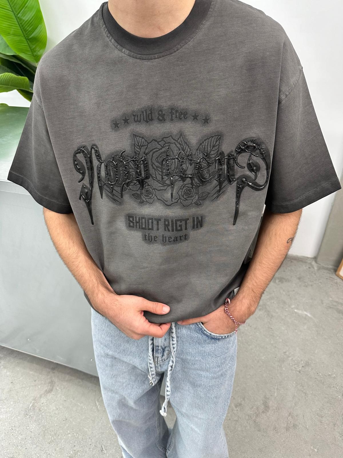 Shoot Now Füme Oversize T-Shirt