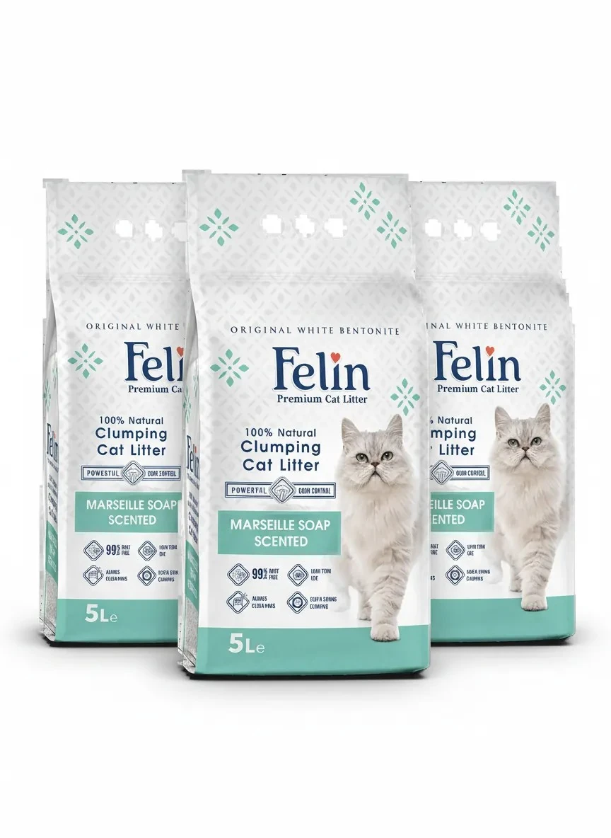 Felin Marsilya Sabunu Kokulu Kedi Kumu 5 Lt - 3 Adet
