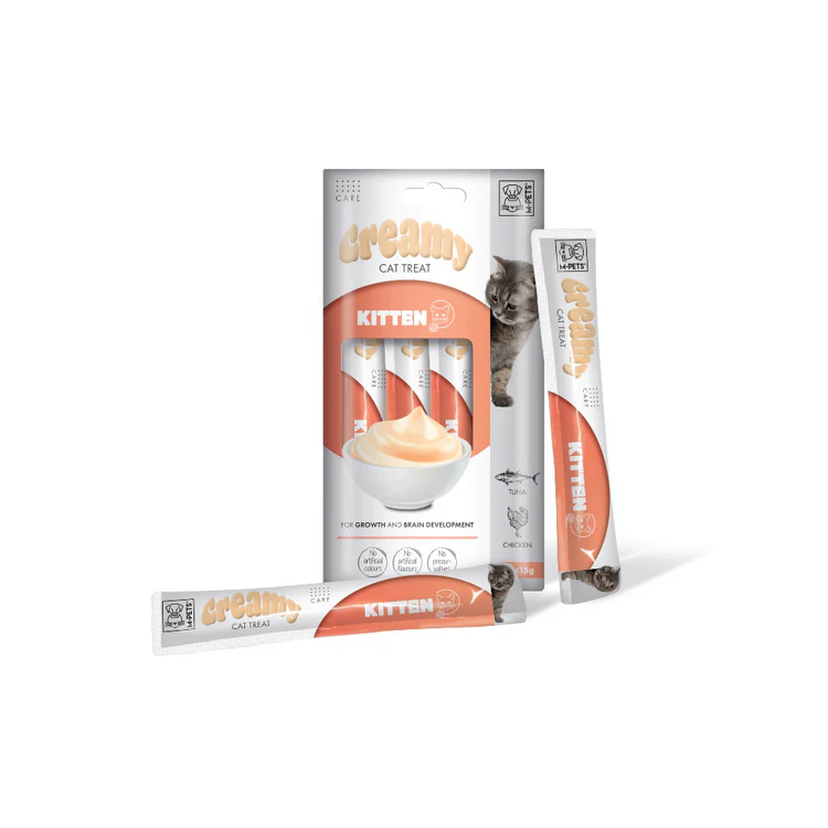 M-Pets Ton Balıklı ve Tavuklu Yavru Krema Kedi Ödül Maması 15gr (4'lü)