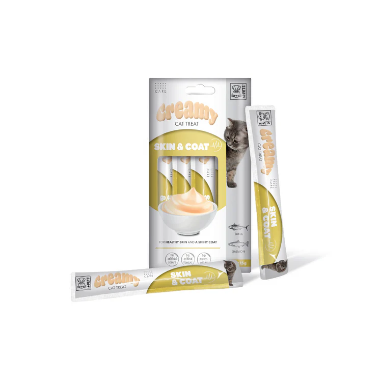 M-Pets Cilt ve Tüy Yapısı Destekleyici Krema Kedi Ödül Maması 15gr (4'lü)