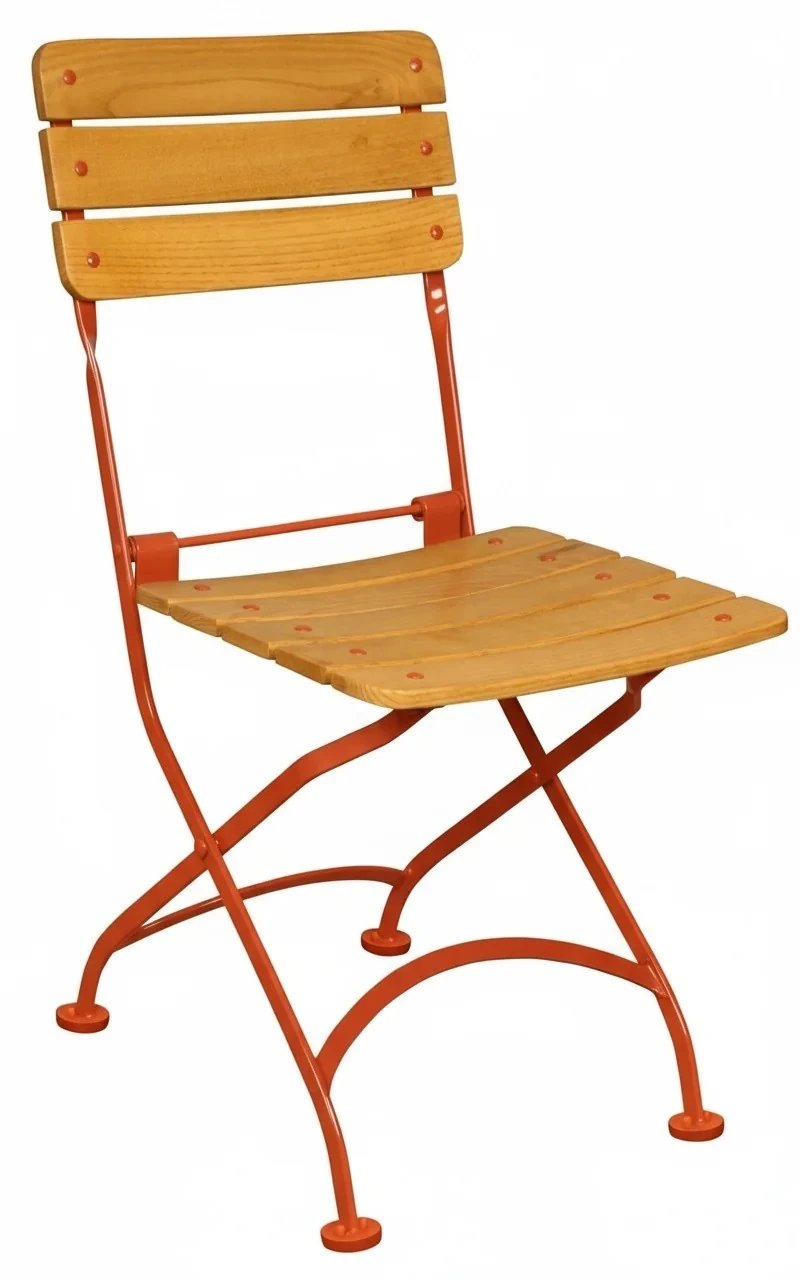 5566 Katlanır sandalye sırt ve oturak eğimli çıta masif doğal ahşap  ceviz renk.