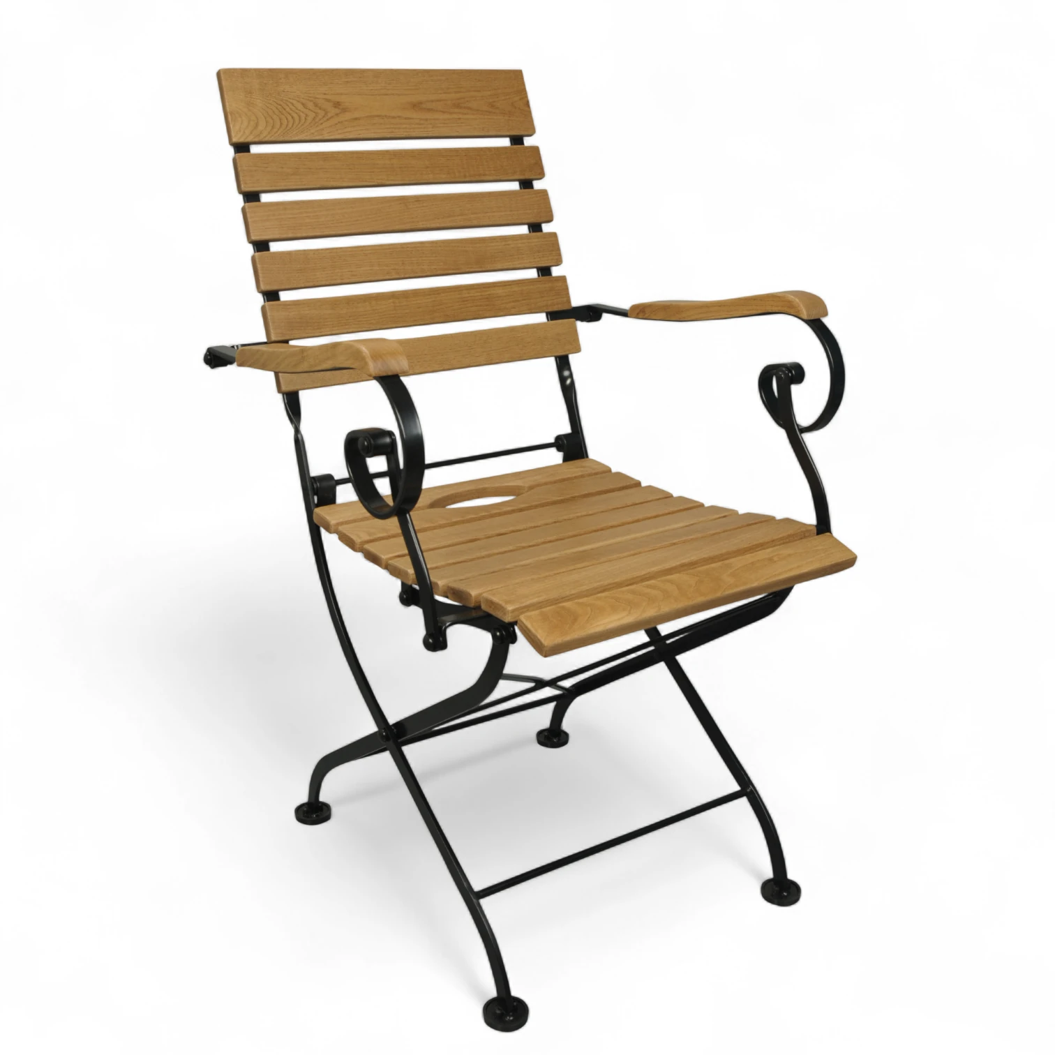 5569 Katlanır kolçaklı sandalye masif doğal ahşap açık ceviz renk.