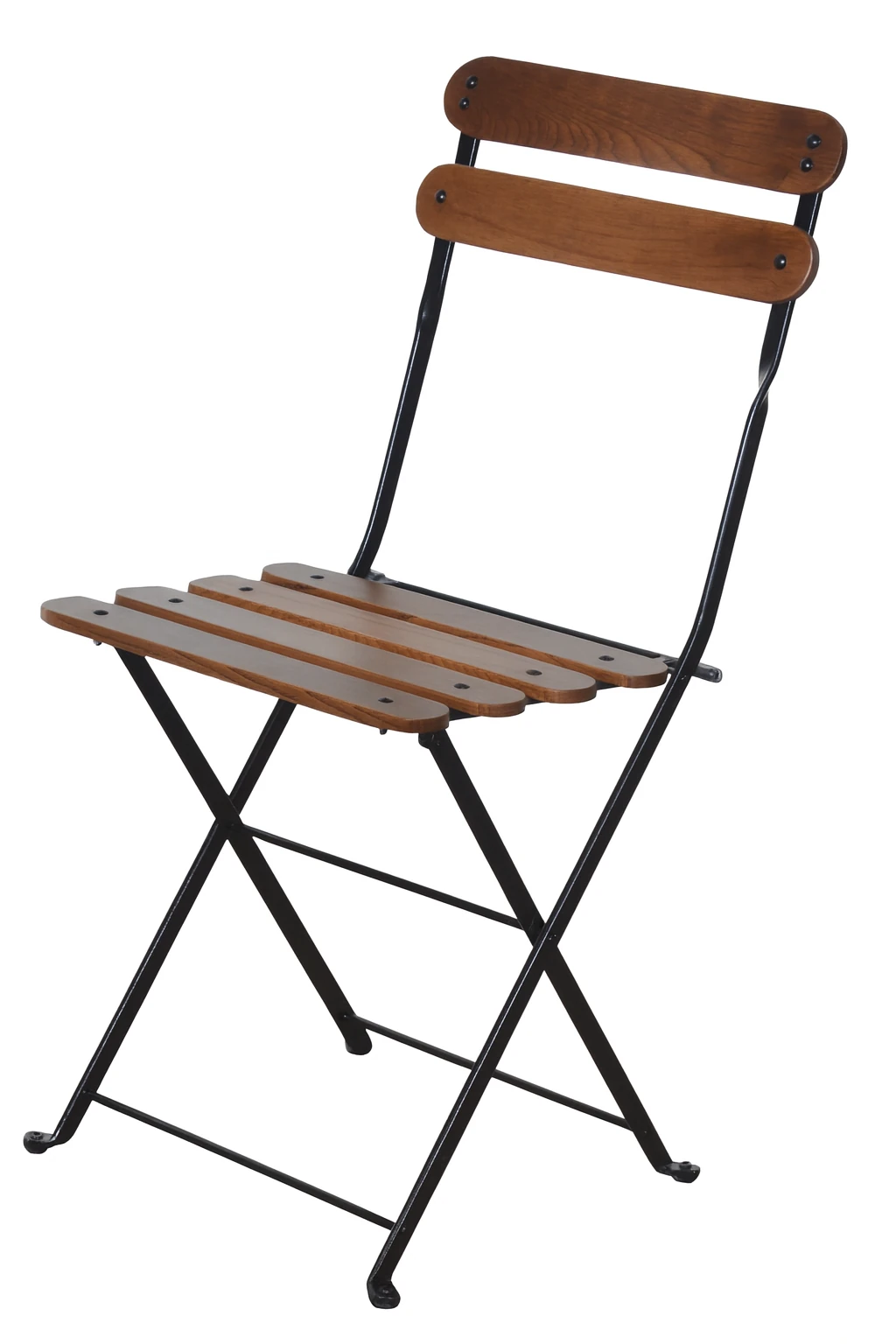 5502-C Katlanır sandalye masif doğal ahşap kenarlar elips çıta ceviz renk 