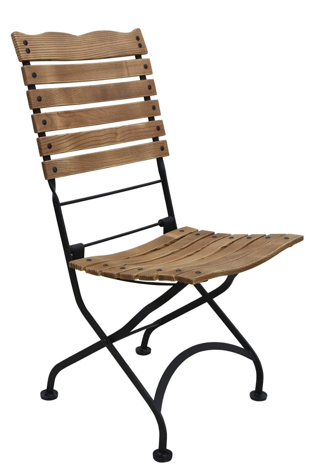 5599 B Sırt uzun katlanır sandalye masif doğal ahşap eskitme ceviz renk uygulama.